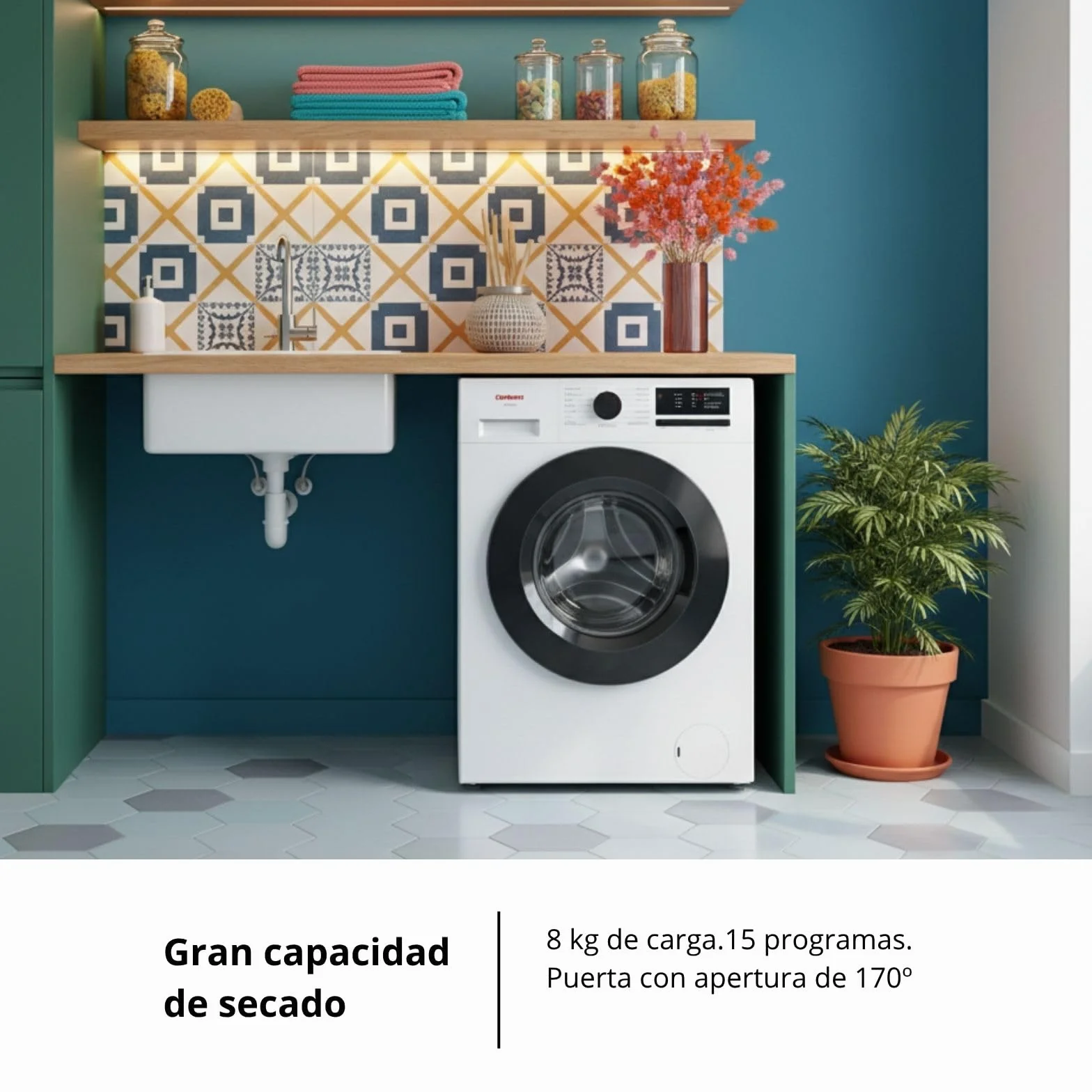 Corberó Secadora Bomba de Calor CSBCM820W 8 Kg 15 Programas Display LED Blanco