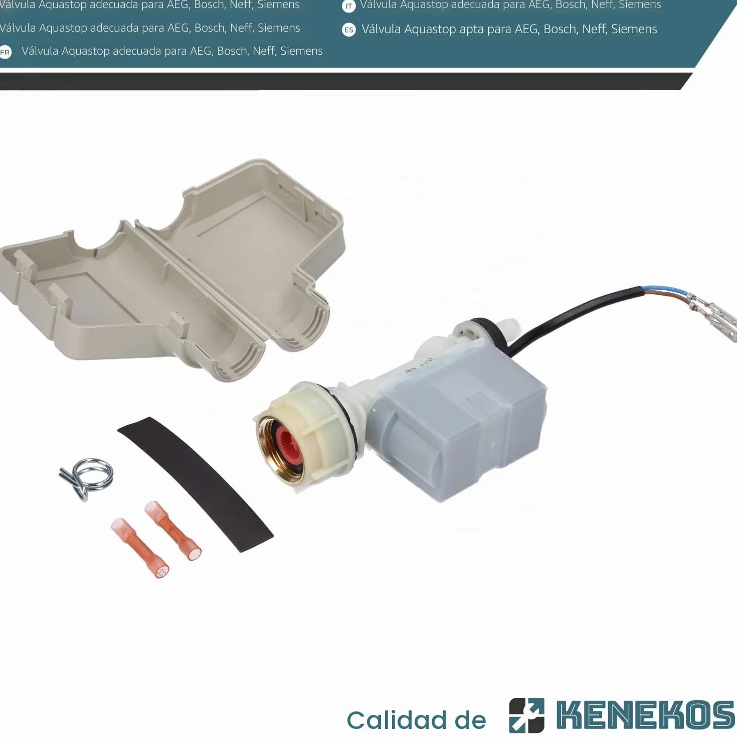 Kenekos - Kit de reparación de la válvula aquastop para la manguera aquastop, Bitron tipo 902 compatible con Bosch/Siemens, como 00263789/263789 con conexión de tornillo de 3/4 de pulgada