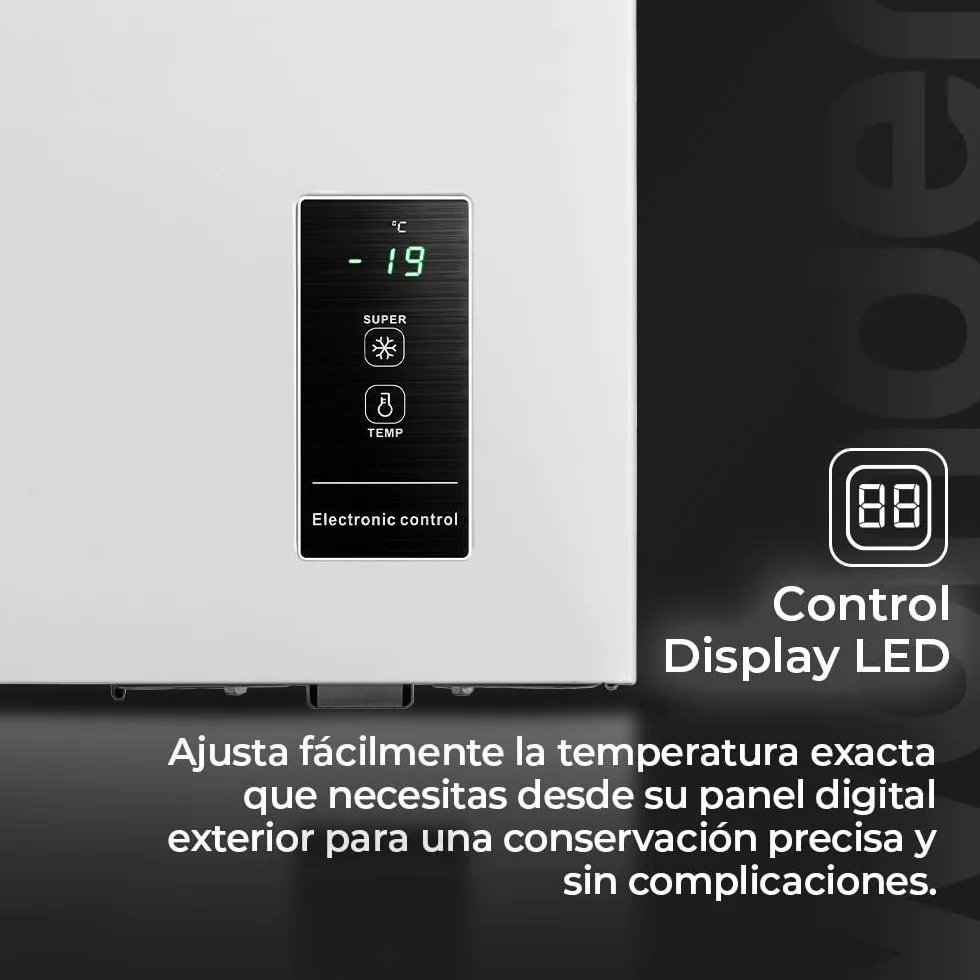 Wonder Congelador Horizontal Blanco WCH1001EDC. Capacidad 99 Litros, Dual Cooling, 1 Cesta, Bajo Nivel Sonoro, Eficiencia Energética Clase E