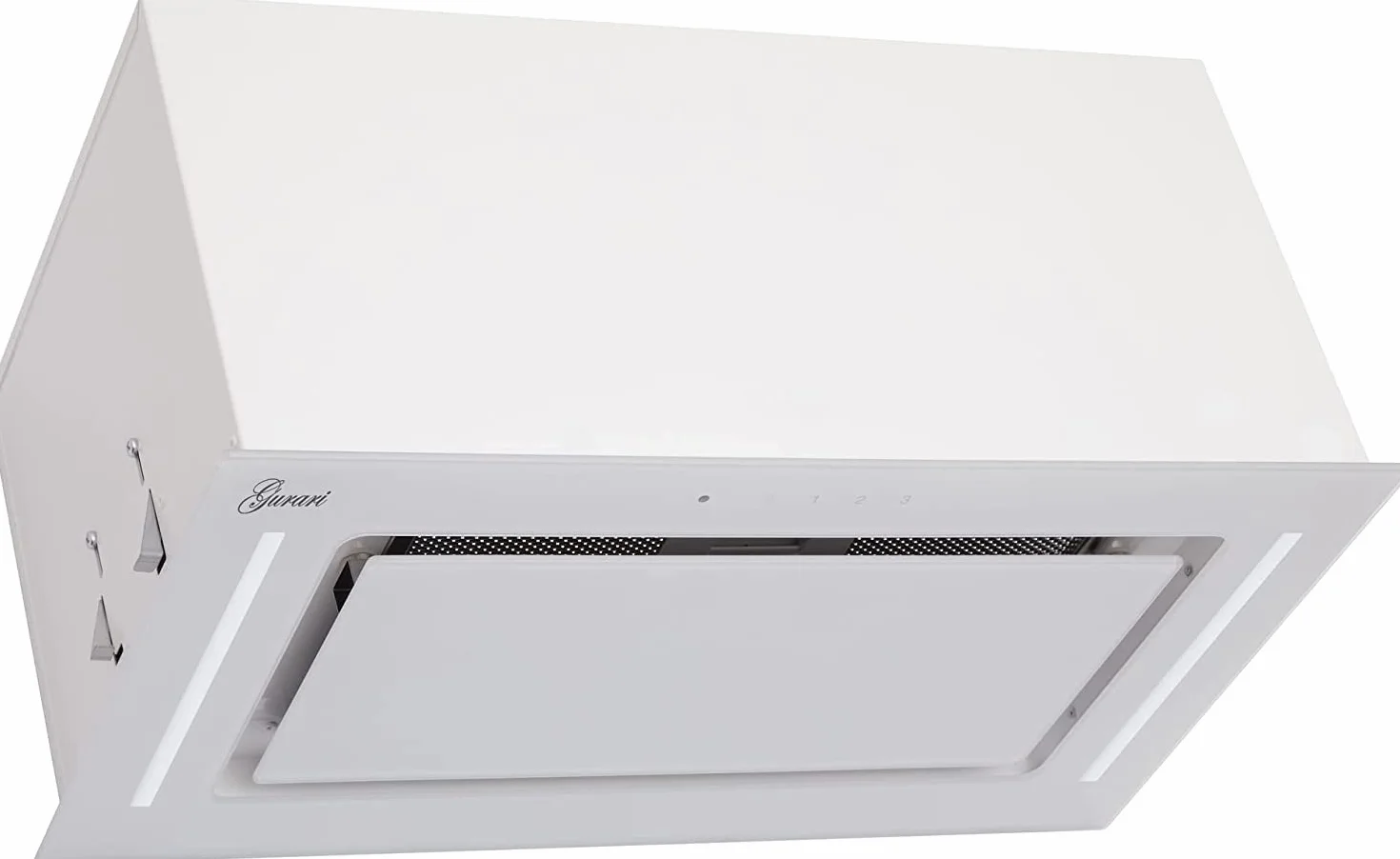 Gurari - Campana de techo GCH E 217 WH 52 Prime con tubo de escape, campana extractora de 52 cm, cristal blanco, 1000 m3/h, aspiración muy potente, 3 niveles, campana extractora