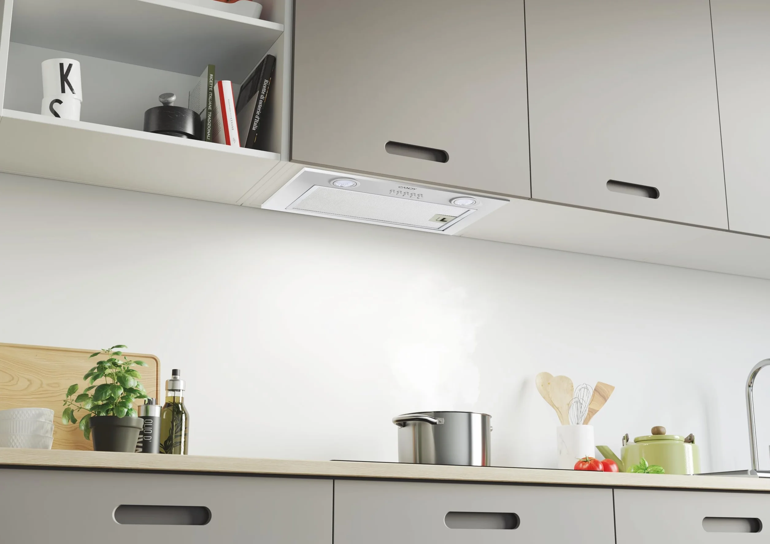 Candy CBG625-1XGG, Campana Grupo Filtrante, 52CM, 3 Niveles de Potencia, 44W, 206M3/H, Filtro de Carbono, Panel Aluminio Antigrasa, Iluminación LED, 68DB, Clase B, Gris Metalizado
