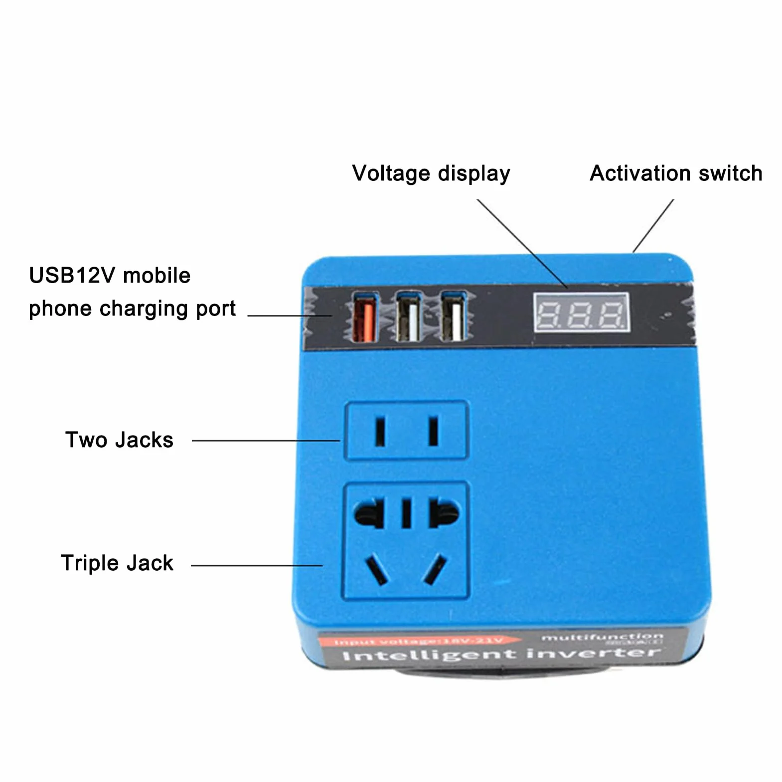 Irfora Inversor de batería de litio de 120 W, herramientas de litio multifunción, inversor de batería, inversor de 21 V a 220 VAC, inversor inteligente bimotor con múltiples