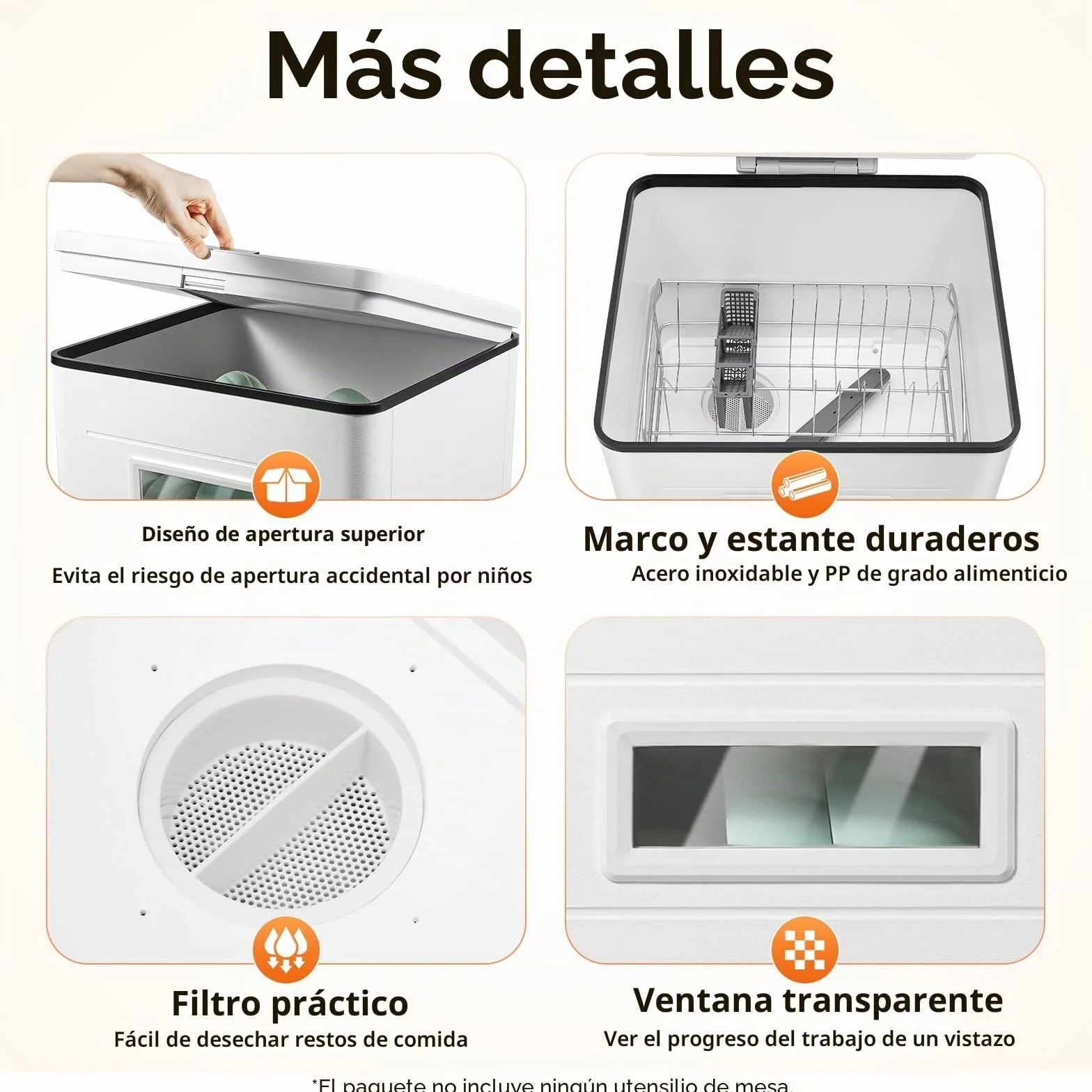 Lavavajillas para encimeras de 800 W, cocina completamente automática, chorro giratorio 360°, funcionamiento silencioso 55 dB, para familias pequeñas, apartamentos