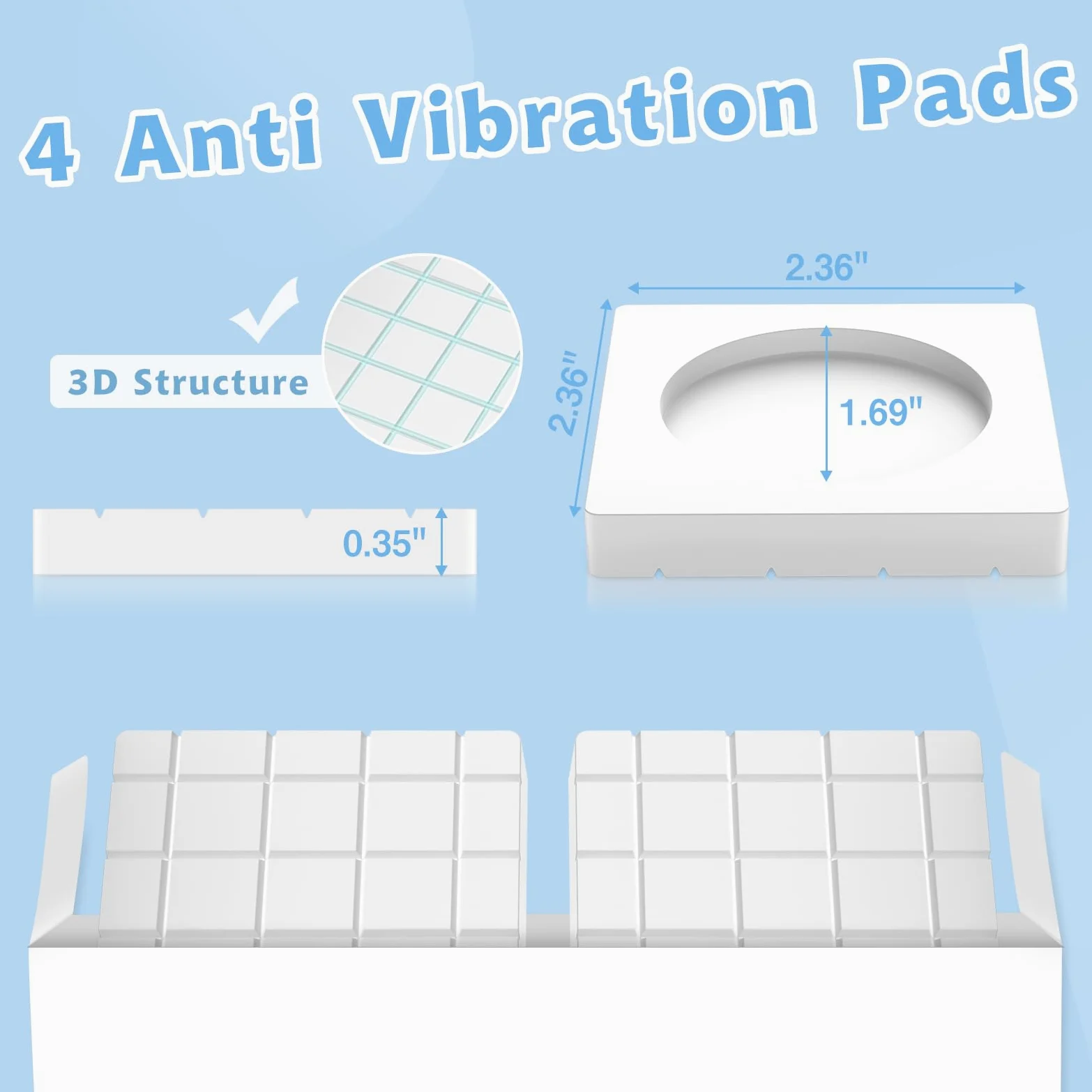 Almohadillas antivibración para lavadoras y secadoras, alfombrilla de apoyo amortiguadora de ruido para absorción de golpes y estabilidad