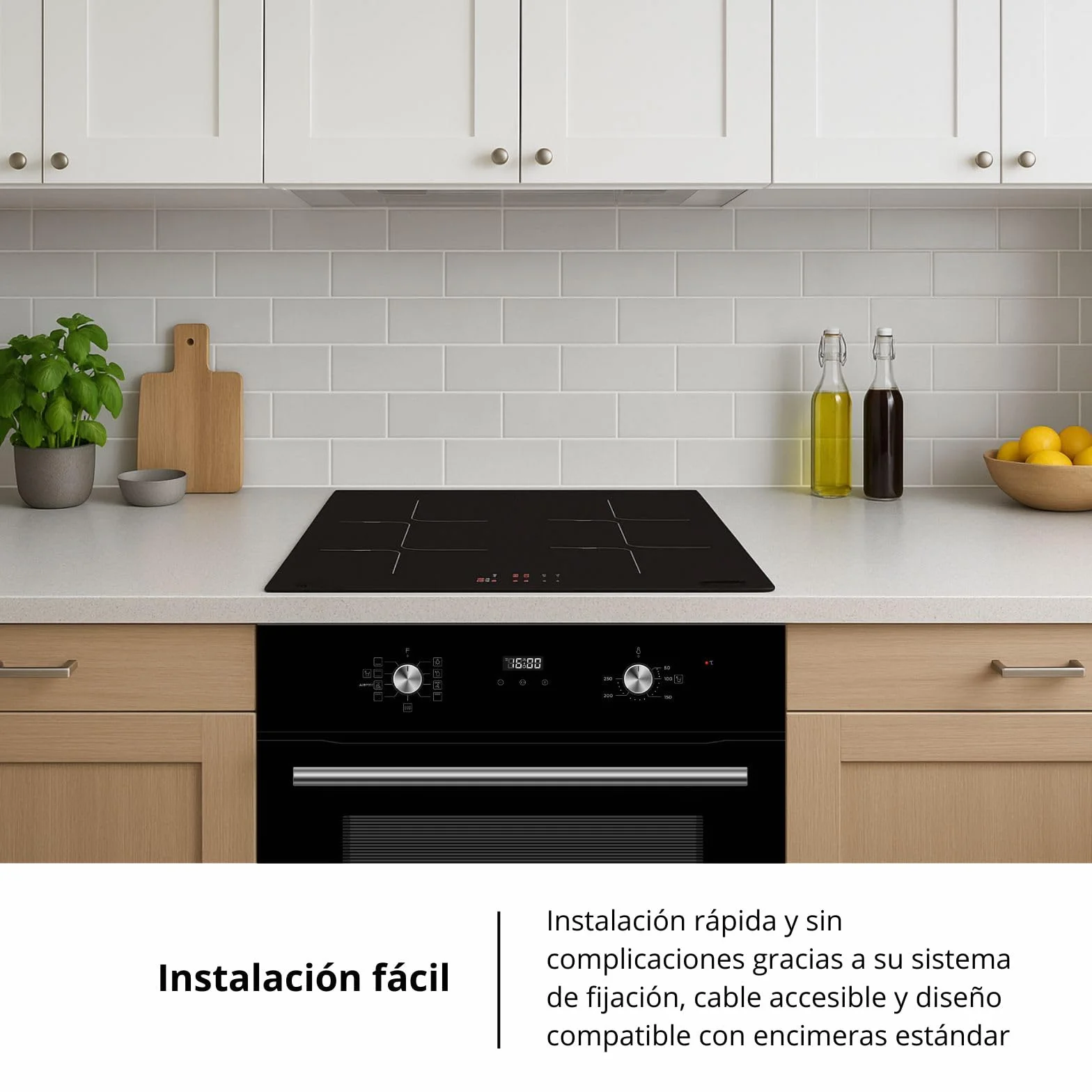 Corberó - Placa de Inducción 60cm | CCIM472 | 7200 W| 4 Zonas | Booster | Inverter | Control Táctil | Temporizador | Bloqueo Infantil | Desconexión automática | Negro