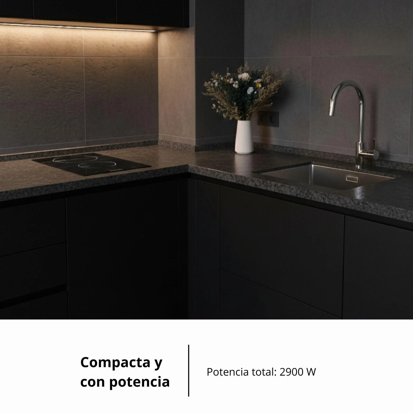 Corberó Placa Vitrocerámica 2 Zonas CCVGD25BF 2900W Control Táctil Negro