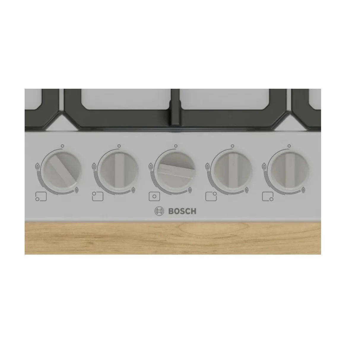 Piano Cottura A Gas - Bosch Serie 4 - 5 Fuochi - 52 X 75 X 4,5 Cm - Pgq7b5k90 - Acciaio Inox | Cocina de gas con control preciso de la llama, parrillas aptas para lavavajillas, wok, fabricado en Europa