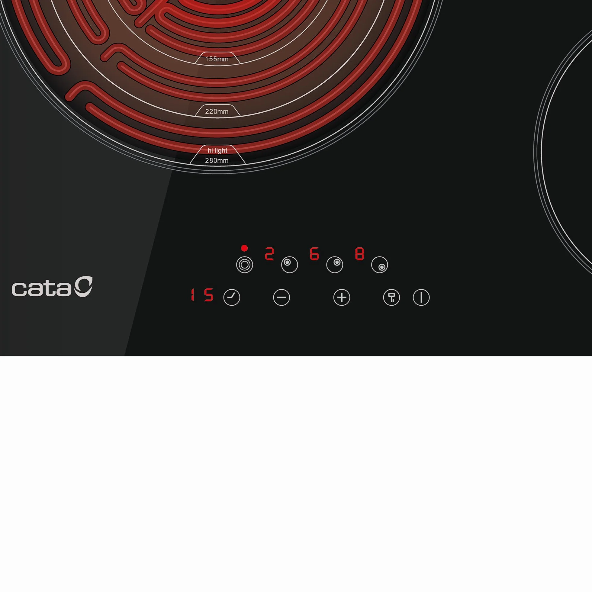 Cata | Placa de inducción | Modelo TT 5003/G | 3 Zonas de Cocción | Placa con 9 Niveles de Potencia Regulables + Booster | Ancho de 59cm | Acabado en Color Negro