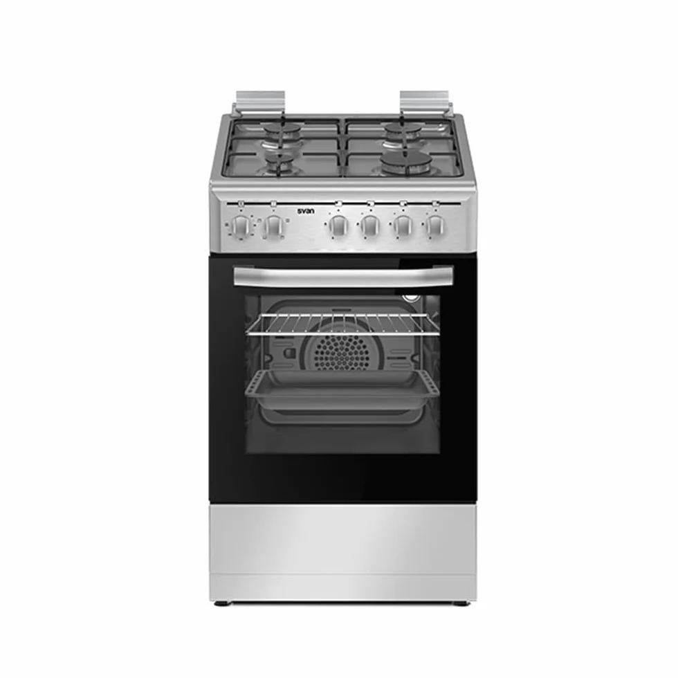 Svan Cocina Mixta gas Butano 4 Zonas Inox SKM4500X. Kit Conversión Gas Natural, Acabado en Inox