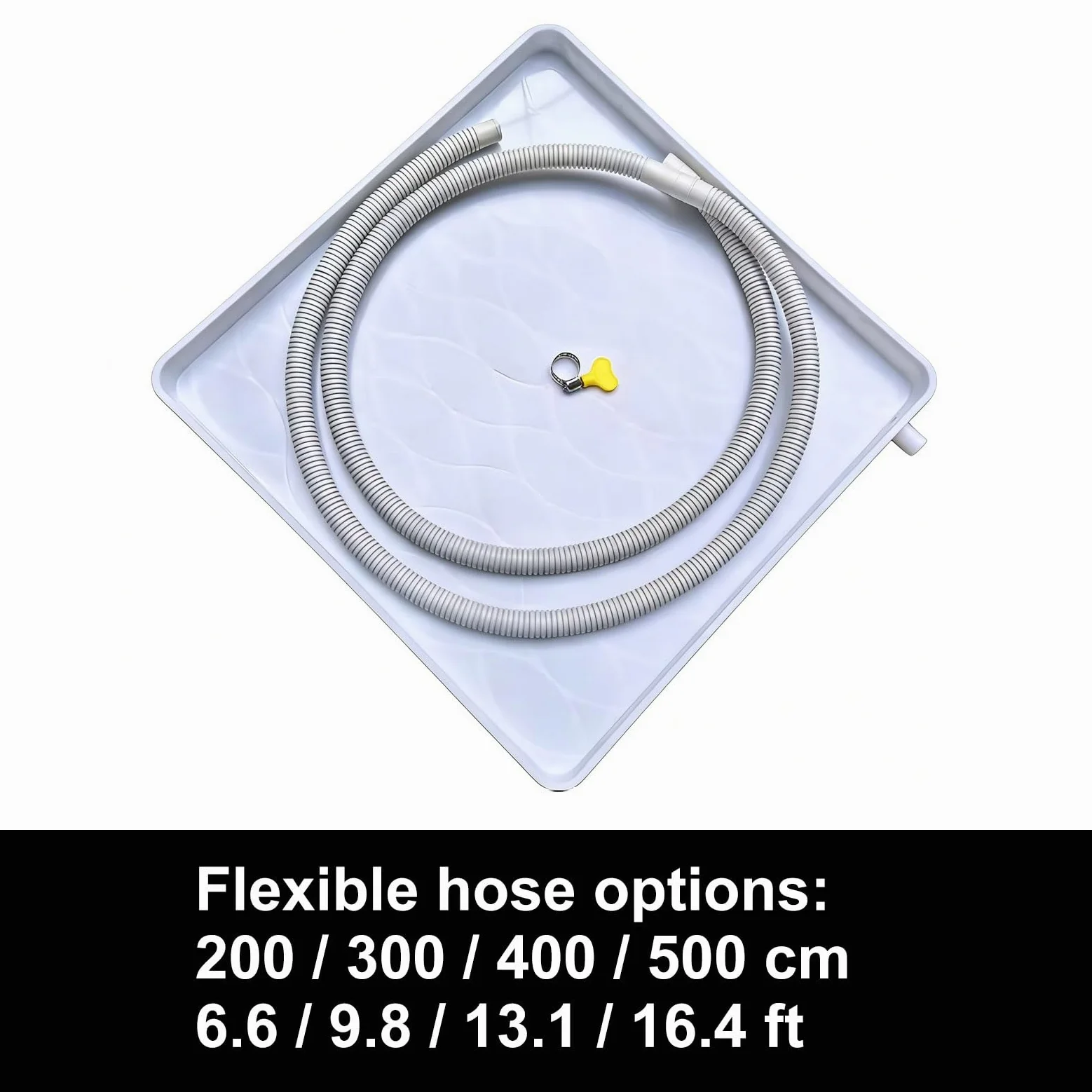 Bandeja de Goteo 40x40 cm con Manguera de Drenaje, PVC Grado Alimenticio Antifugas para Aire Acondicionado Mini Split, HVAC, Lavadora(500cm/16.4ft)