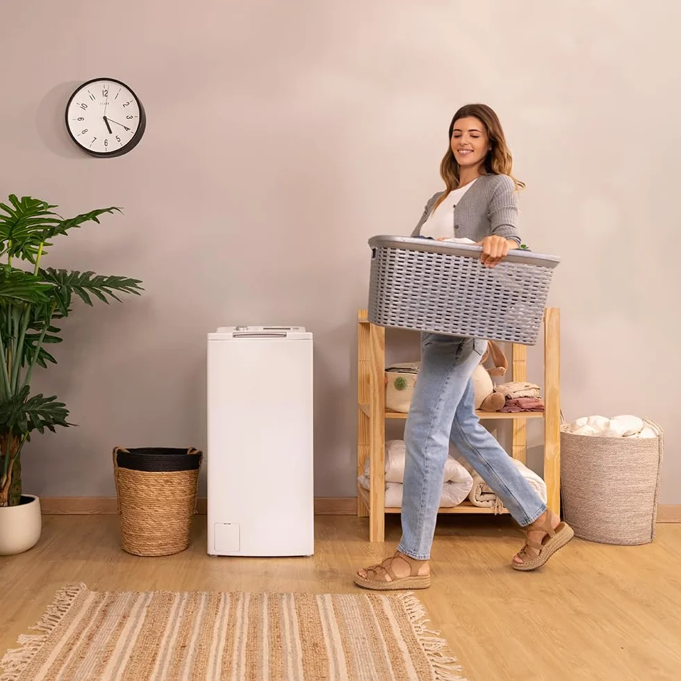 Cecotec Lavadora de Carga Superior de 8Kg Bolero DressCode Top Max 80 Inverter A. 1900W, 1300 rpm Programables, 16 Programas, Bajo Consumo, Motor Inverter Plus, Limpieza a Vapor, DelayStart