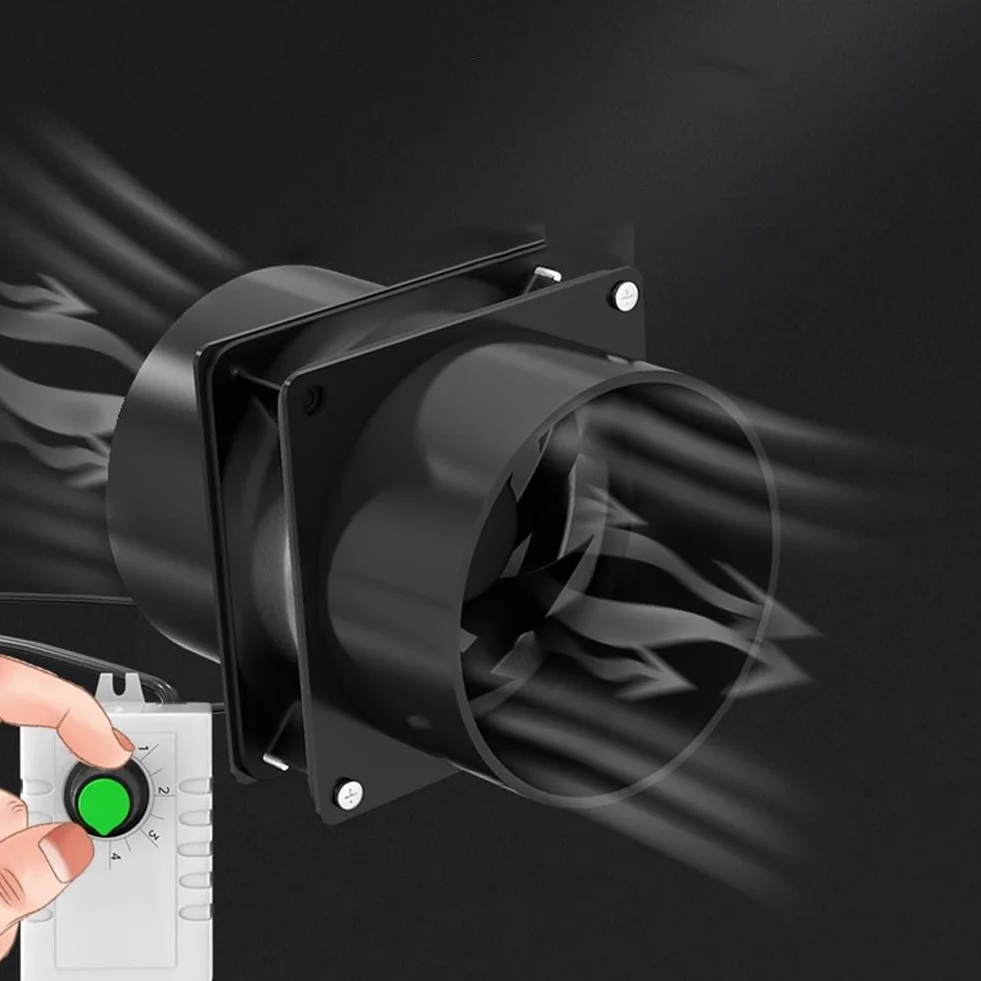 Ventilador de escape de conducto, ventilador de ventilación de aire de regulación de velocidad de cocina para el hogar, sin ruido, para ventilar y expulsar el humo (solo el ventilador)