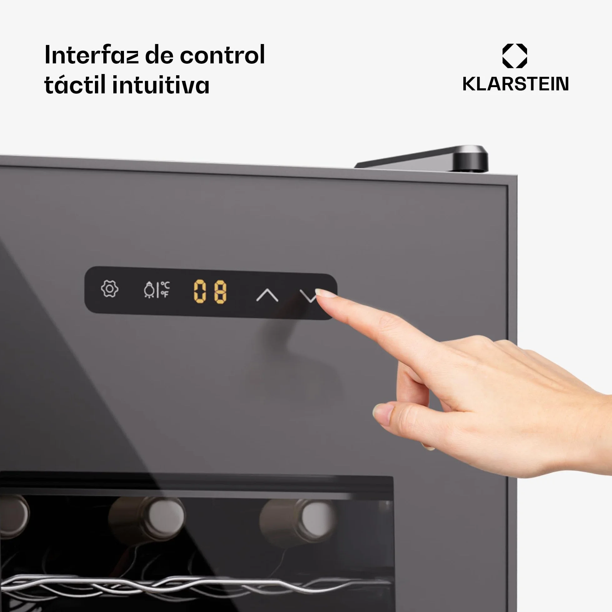 KLARSTEIN Nevera para vino independiente 1 zona, Nevera para bebidas pequeña, Nevera para vino pequeña con puerta de cristal,para botellas interior/exterior, para, 15 botellas