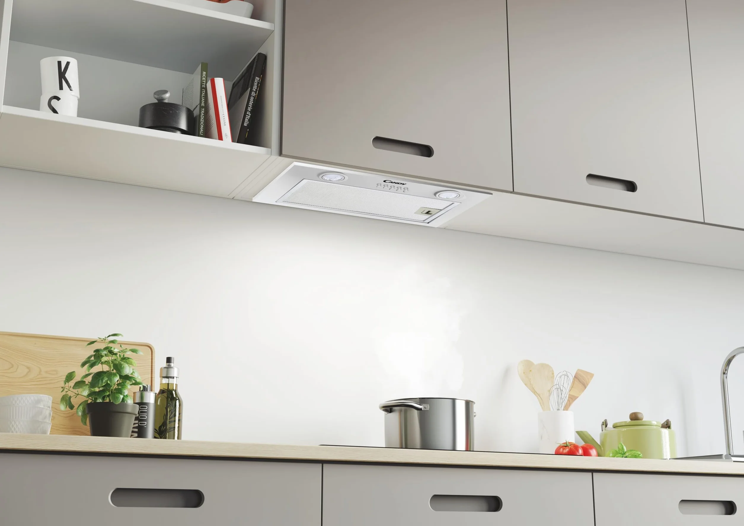 Candy CBG625-1XGG, Campana Grupo Filtrante, 52CM, 3 Niveles de Potencia, 44W, 206M3/H, Filtro de Carbono, Panel Aluminio Antigrasa, Iluminación LED, 68DB, Clase B, Gris Metalizado