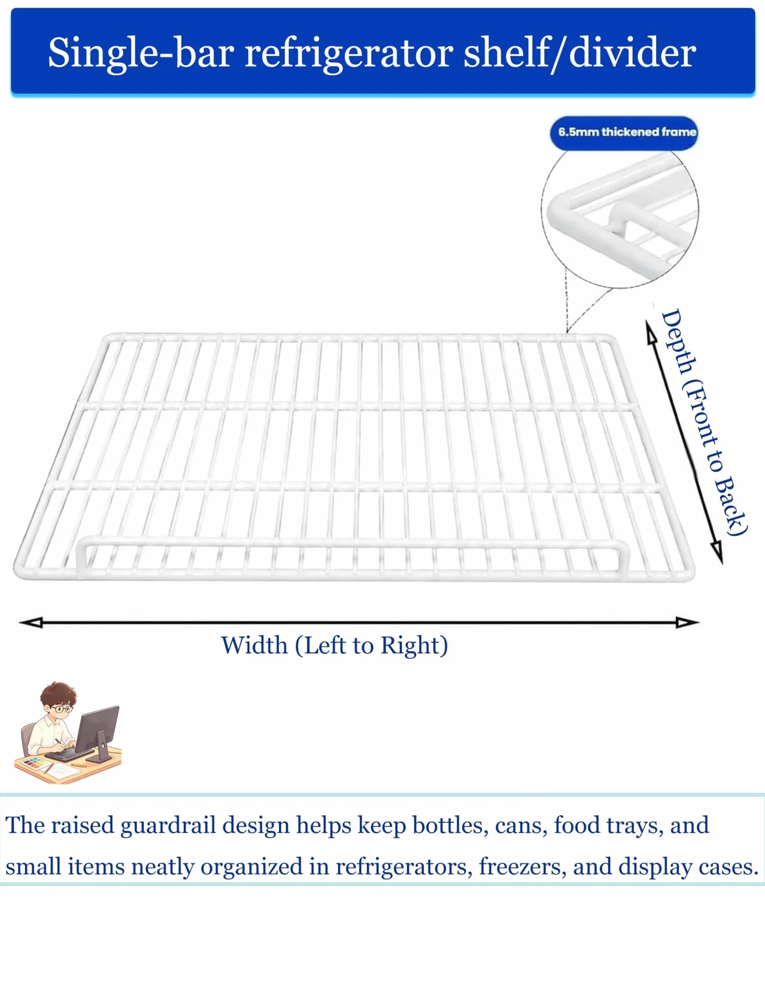 Estante Rejilla Frigorífico Acero, Organizador Congelador Apilable | Diseño Abierto Con Rejilla Y Borde Elevado for Organizar Alimentos Y Bebidas En Frío(57x53cm/22.4x20.9in)