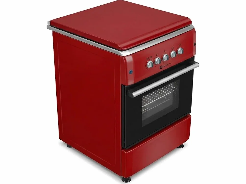 "Solthermic Ancho 50 cm F5S40G2R Cocina de Gas Roja - 4 Fuegos Con Encendido Automático - Butano y Ciudad - Alta Gama"