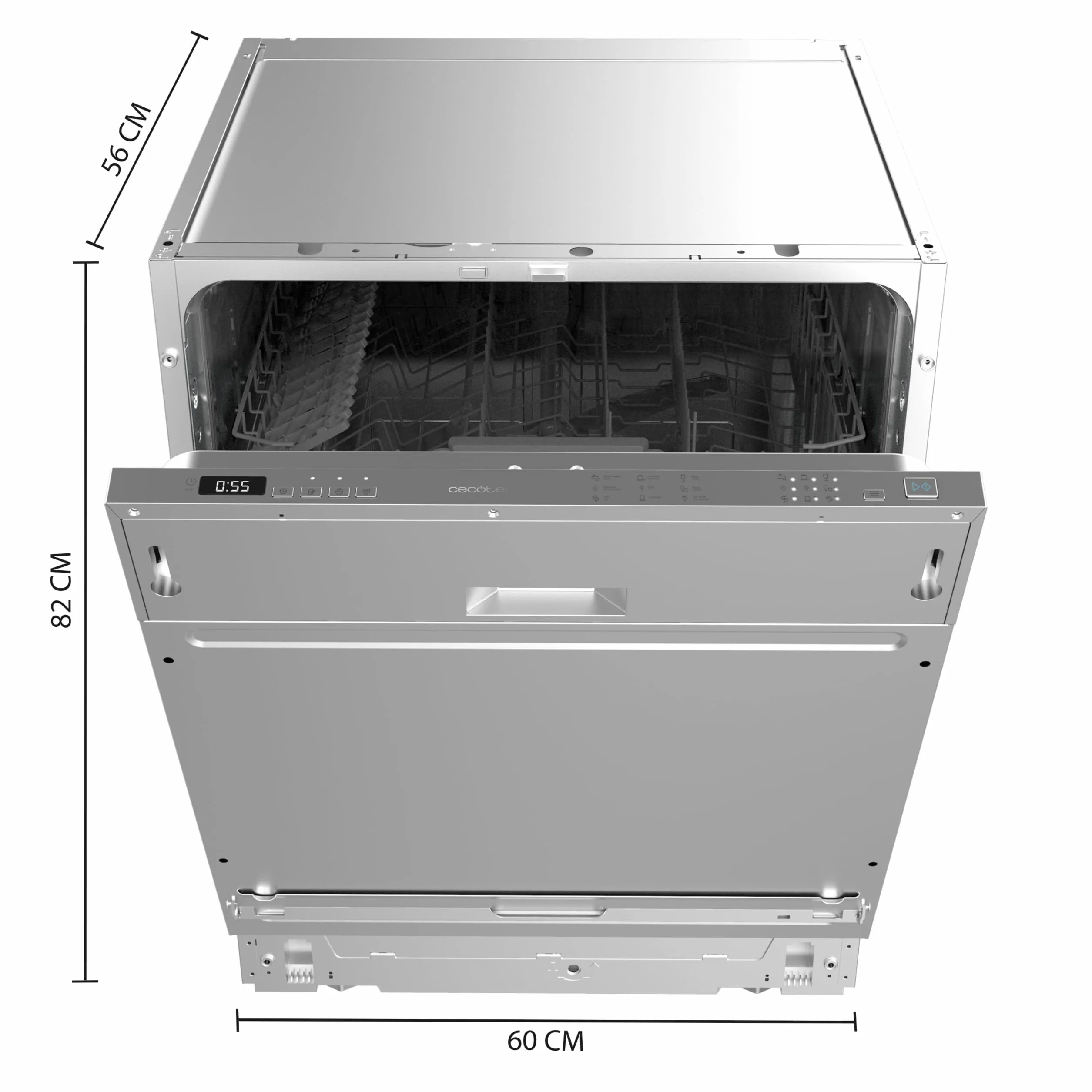 Cecotec Lavavajillas Integrable 60cm Bolero Aguazero 6110 Full-BI. 1850W, 12 Cubiertos y 7 Programas, Función Media Carga, Programa 3 en 1, Delay Start, Dry+ y ChildLock, Cesta para Cubiertos