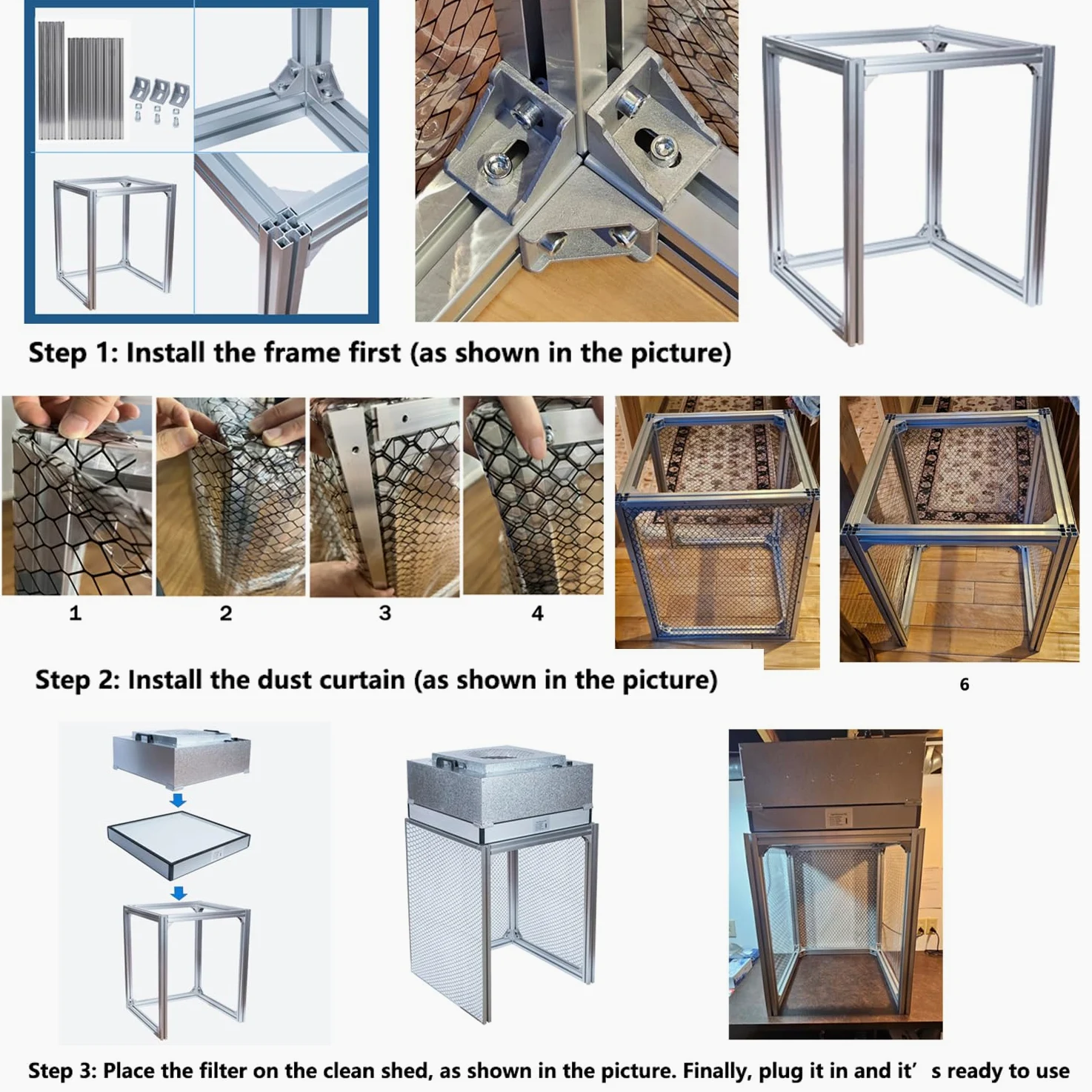 FFU HEPA H14-Filter - Campana de flujo laminar actualizada (incluye filtro HEPA) 100/ISO Clase 5 para sala limpia/laboratorio/sala limpia/sala de hongos, campana de flujo de aire laminar (22.6