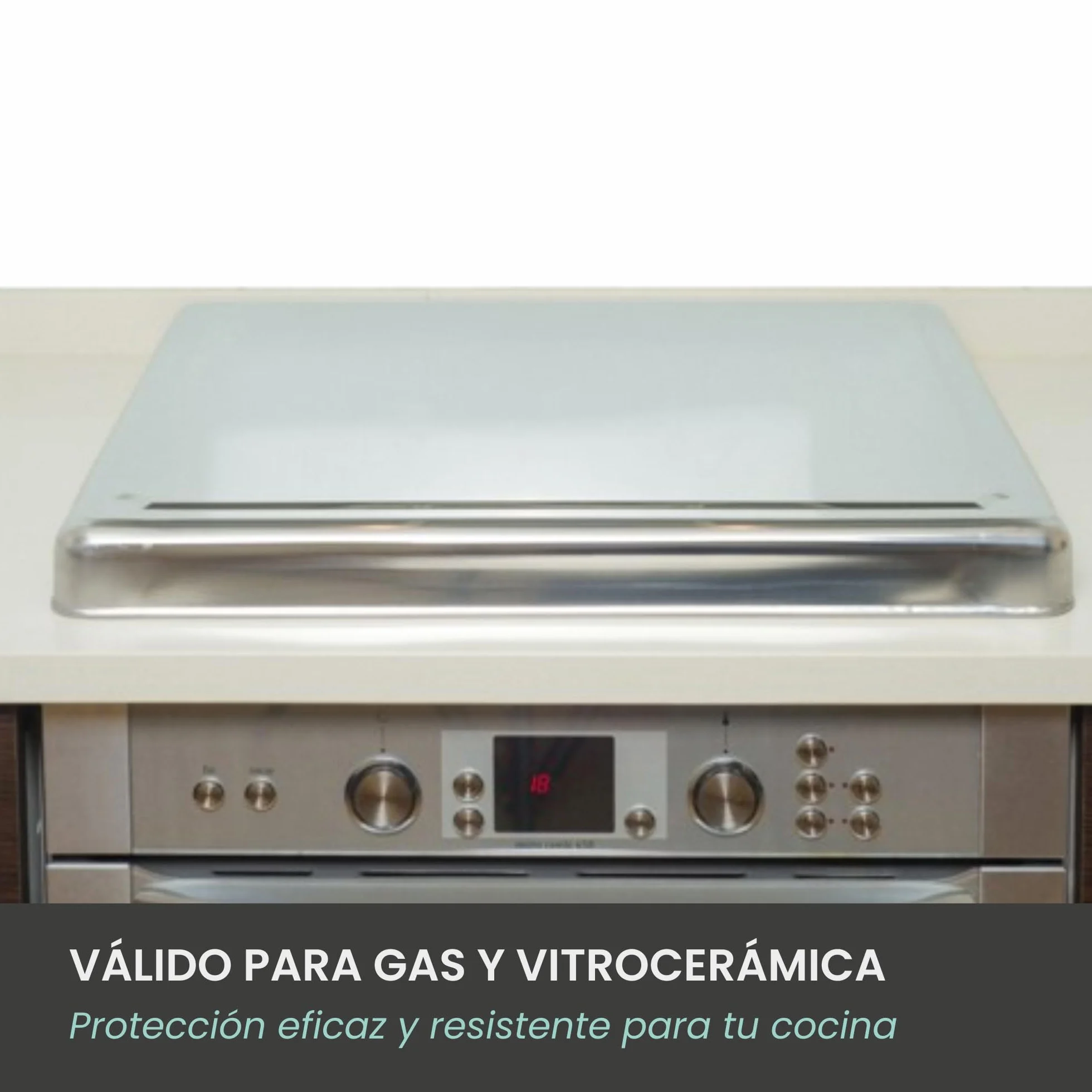 Jocca - Protector de Encimera Universal en Acero Inoxidable para Vitroceramica, Induccion y Gas 52,5 x 60,5 x 5,5 cm