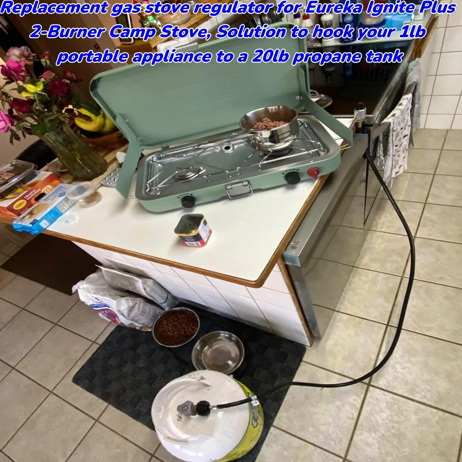 Adaptador de manguera de propano con regulador de 6 pies, compatible con estufa Jetboil Genesis de 2 quemadores y estufas de gas plegables, manguera de repuesto de tanque de 1 libra a 20