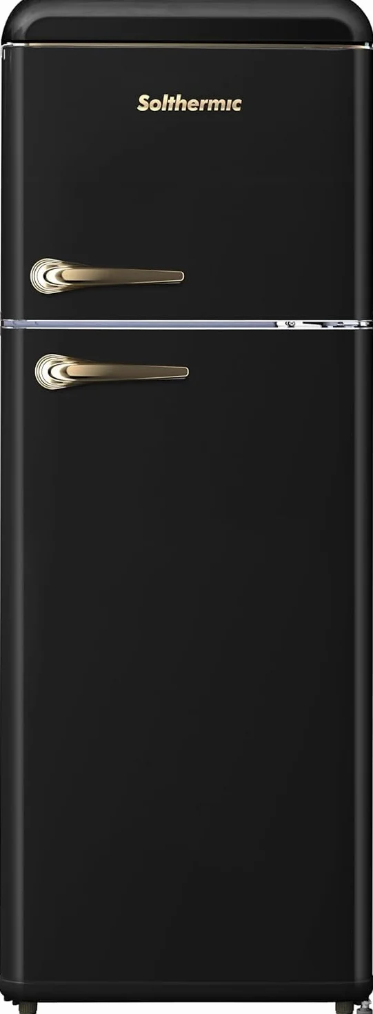 SOLTHERMIC PACK 3 EN 1 NEGRO RUSTICO ACABADOS DORADOS F5S04E3RB TODA ELECTRICA 50 CM + CAMPANA DECORATIVA DE 60 CM H60PR + frigorifico RETRO 2P