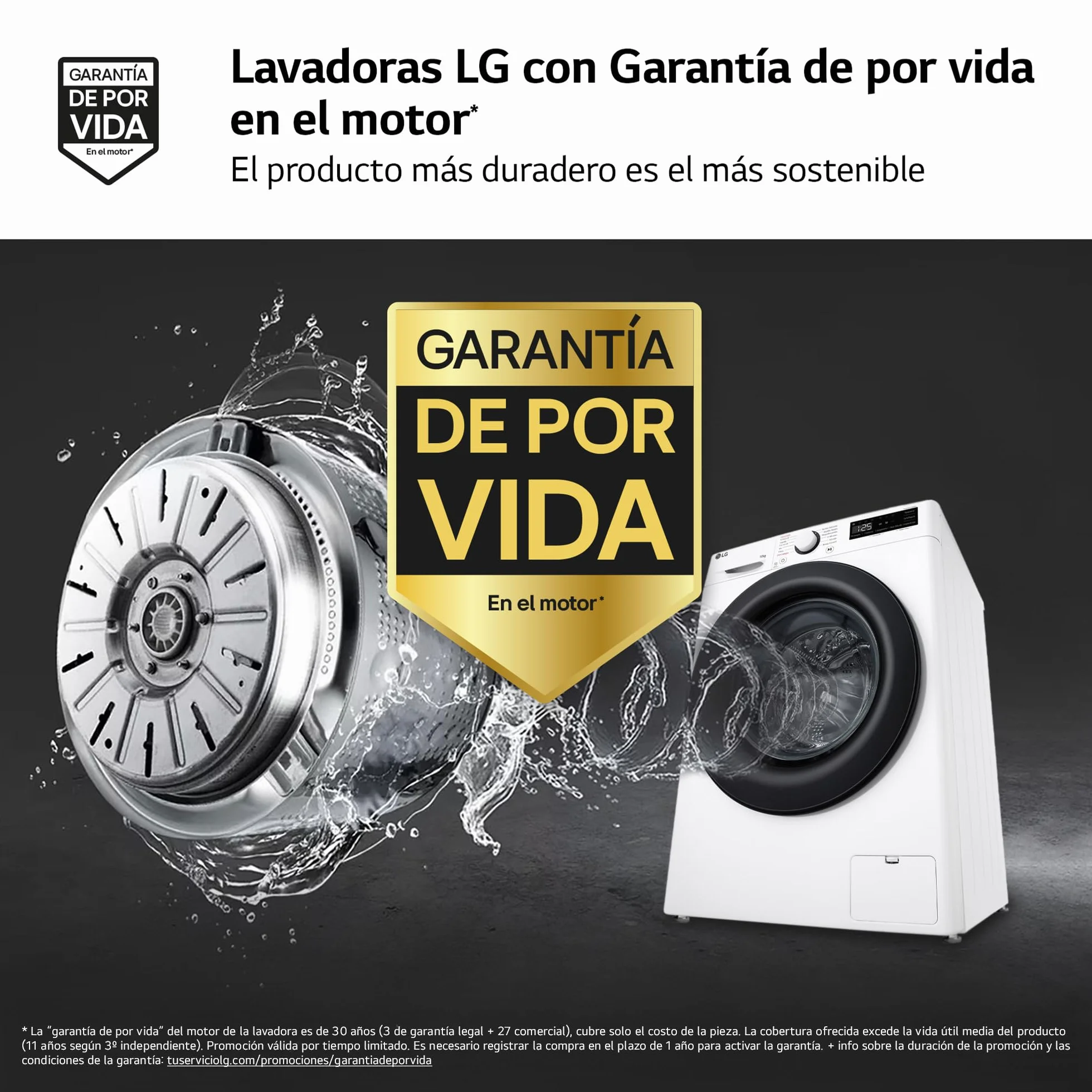 LG F4WR5010A6W - Lavadora Inteligente, 10kg, AI Direct Drive, 1400rpm, Vapor Steam, Clasificación A, Serie 500, Color Blanco