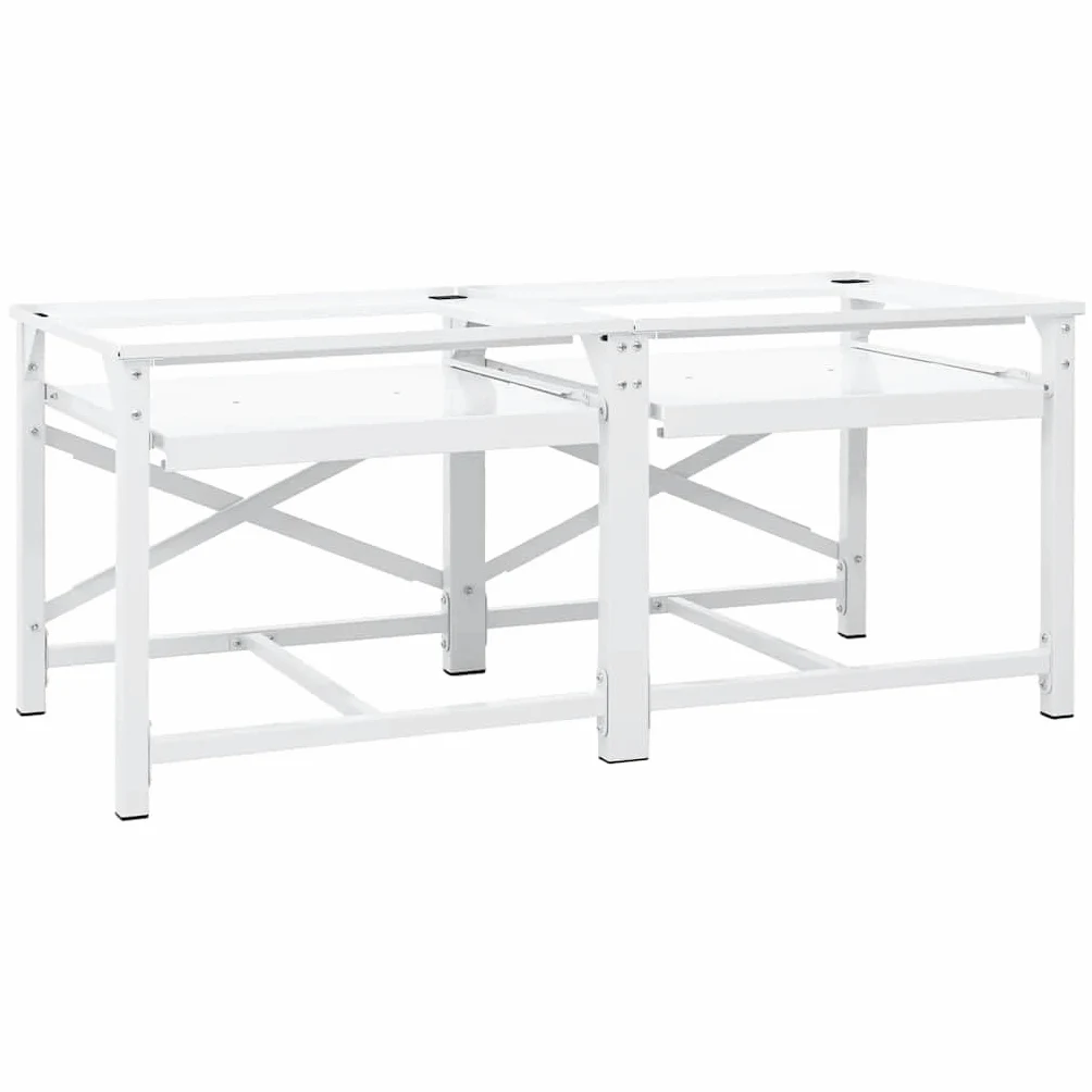 Soporte para lavadora de acero blanco 120 x 56 x 52 cm con 2 estantes y almohadillas antideslizantes de 200 kg para accesorios de lavadora