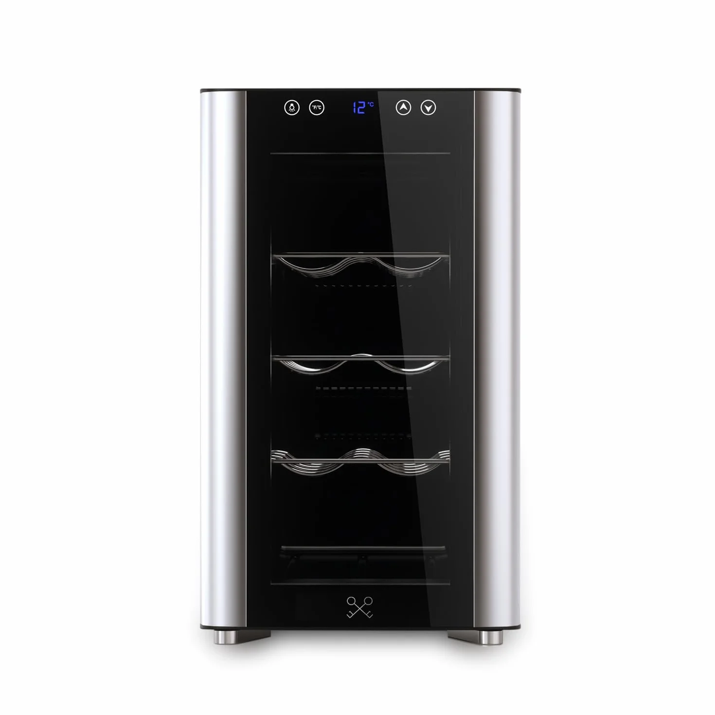 LES PETITS CHAMPS Vinoteca 8 Botellas CAVS8, Capacidad 23L, Puertas de Acero Inoxidable, Ajuste de Temperatura de 11°C a 18°C, Sistema Termoeléctrico, Iluminación LED, Anti-UV, 3 estantes
