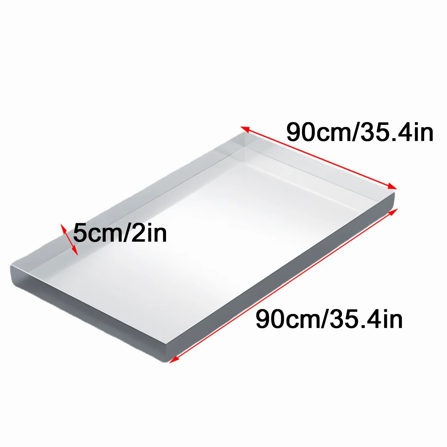 Bandeja de Goteo para Lavadora, Bandejas de Acero Inoxidable para Plantas, de Goteo Multiusos para Cocina, Lavandería, Alimento para Mascotas y Más, Sin Orificios(90x90x5cm(35.4x35.4x2.0in))