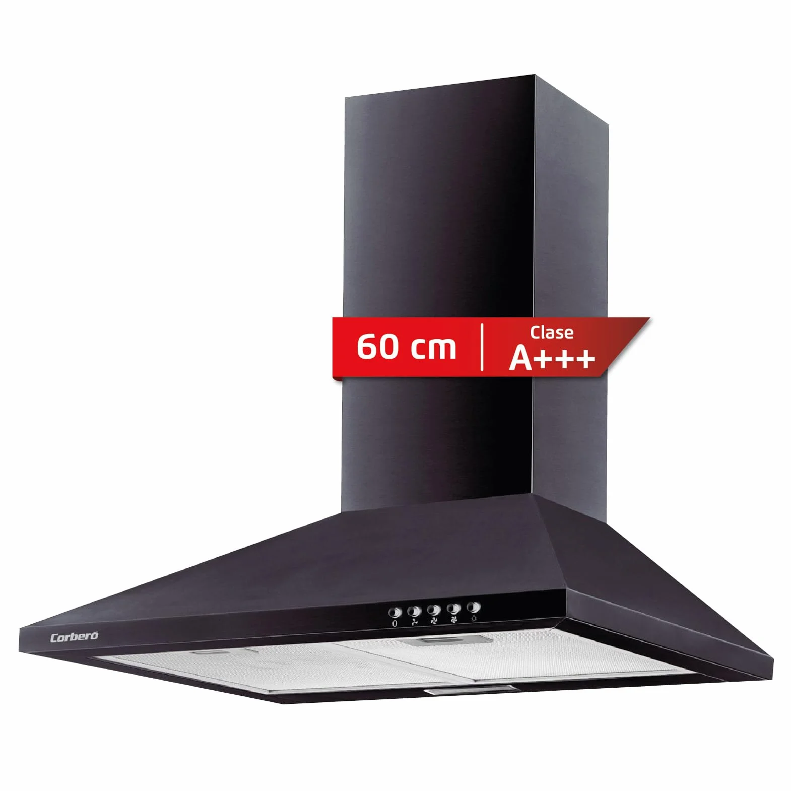Corberó Campana Extractora Pirámide 60 cm TEIDE636N 375.4 m3/h Negro