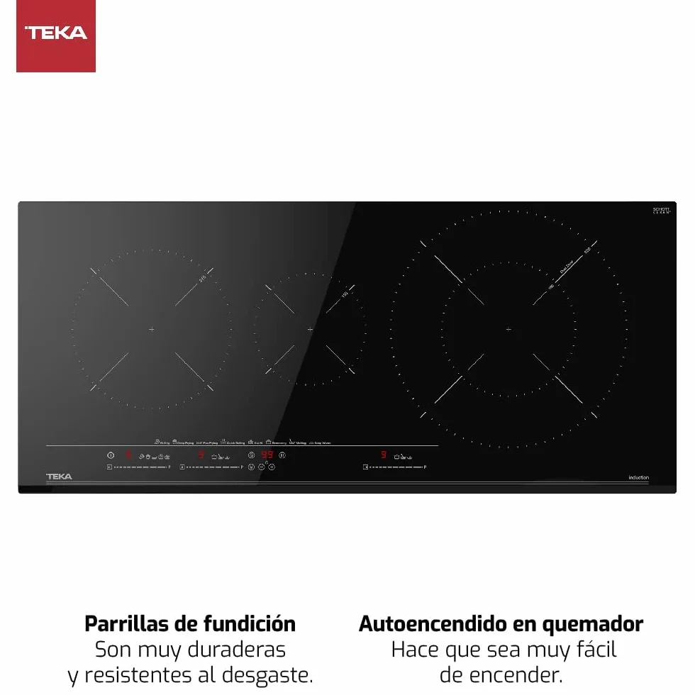 TEKA Placa de Inducción 90 cm, 3 Zonas, Control Táctil MultiSlider, Power Plus, Stop & Go, Zona Paellera XL, Modelo IZC 93320 MST