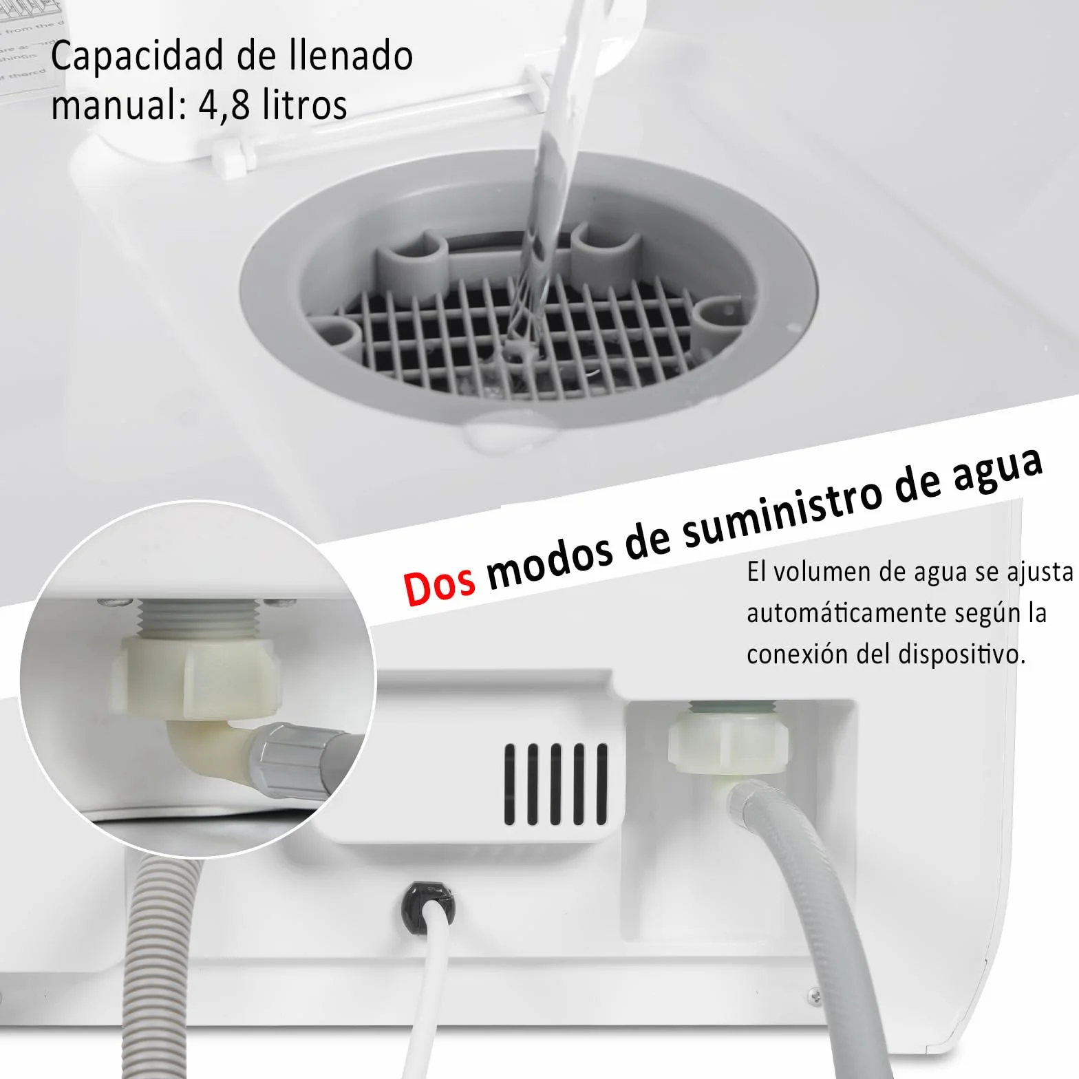 YU YUSING Lavavajillas de Encimera 45 cm 4.8 L con 7 Programas 5 Juegos, Mini Lavavajillas Pequeño con 2 Suministro Agua, Portátil, Control Táctil, Pantalla LED para Casa Oficina Camping, Blanco