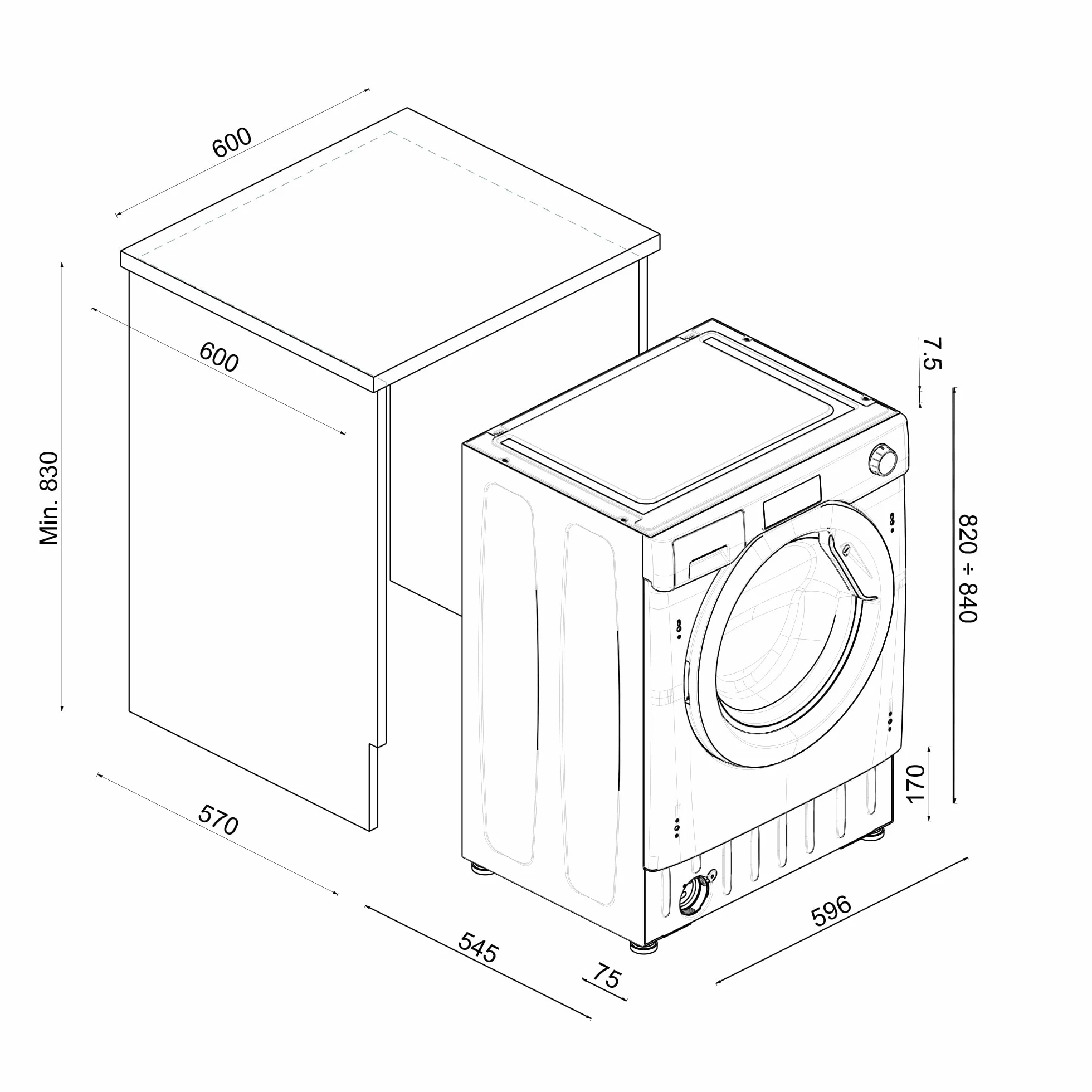 Candy Smart Pro BCTD H7A1TE-S Secadora bomba de calor, Secadora integrable, 7Kgs, Cajón Easy Case 5l, Wi-Fi, Planchado fácil, Certificado Woolmark, 67dba, Clase A+
