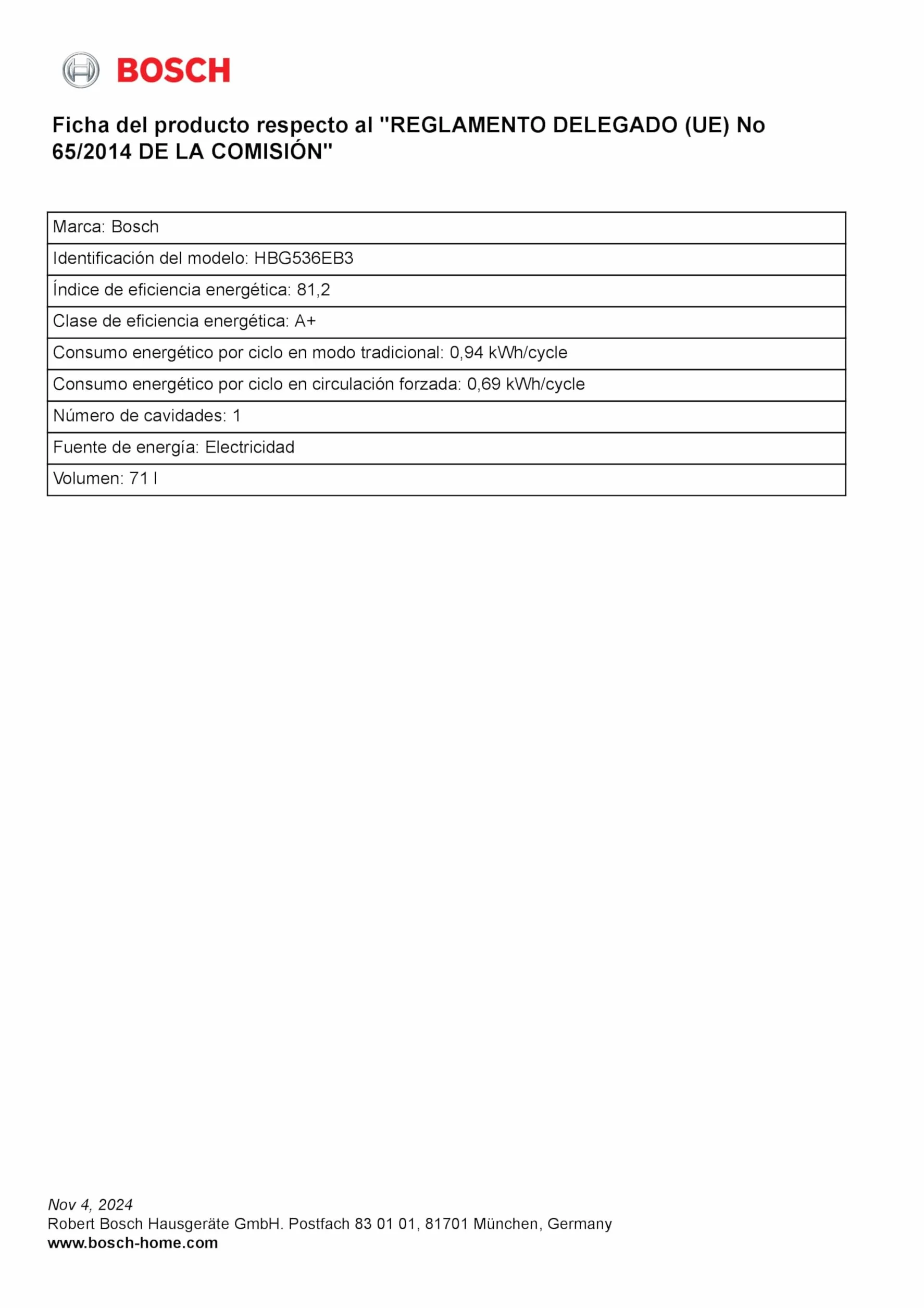 Bosch Horno Multifunción Serie 6 60 cm Asistente de limpieza con agua Negro HBG536EB3