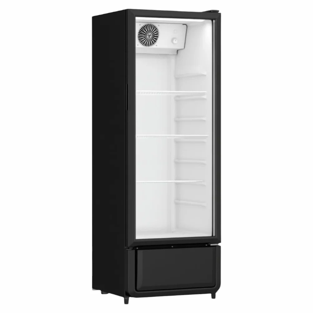 Armario para bebidas genérico profesional – 240 l – 1 puerta acristalada – negro – refrigeración ventilada – LED – 200 W