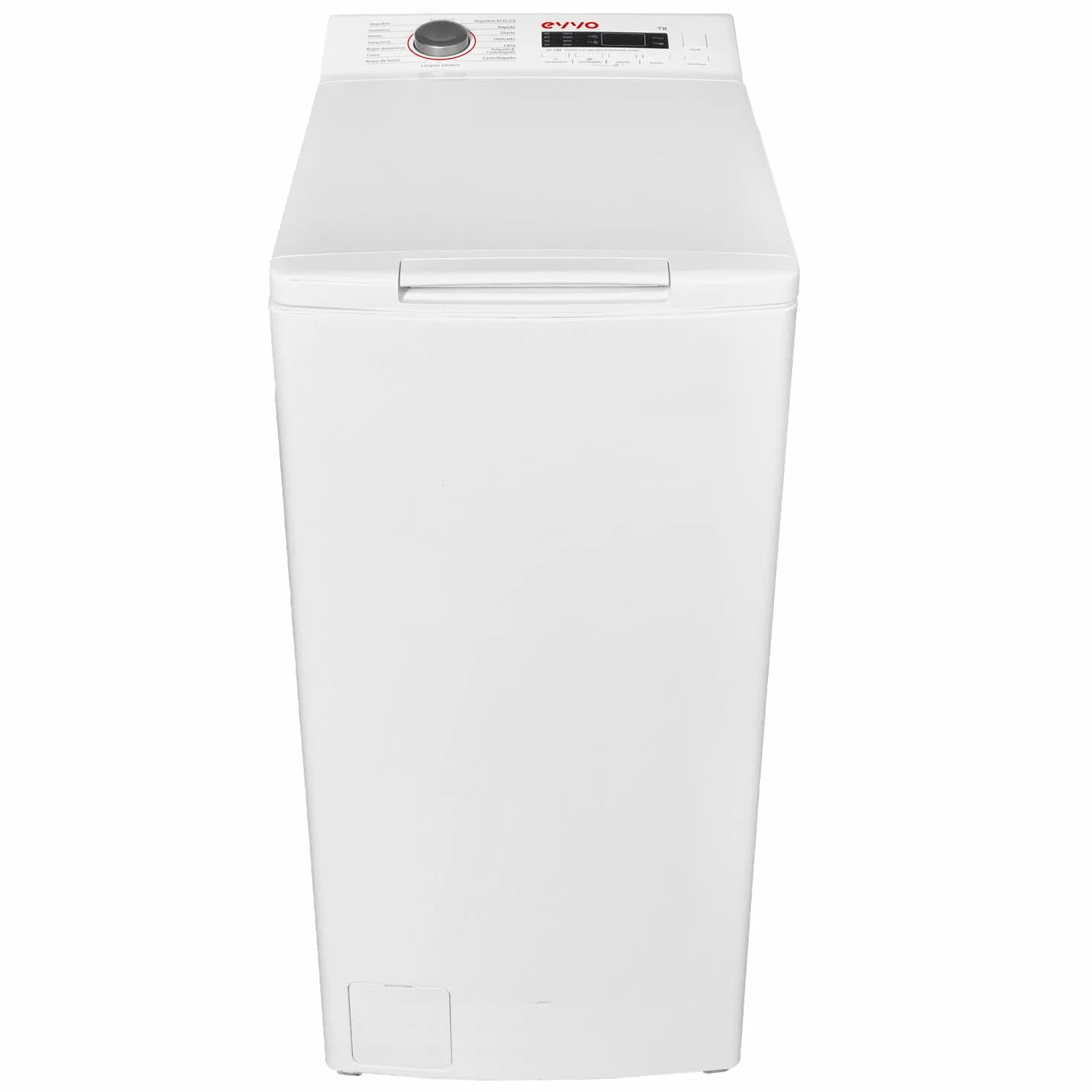 EVVO Lavadora 7,5 kg carga superior Wt8a, Clase energética A, 1250 rpm, Bajo Consumo, Aclarado Automático, 16 programas, Limpieza de tambor, Inicio Diferido, Función ultraRápida (Blanca)