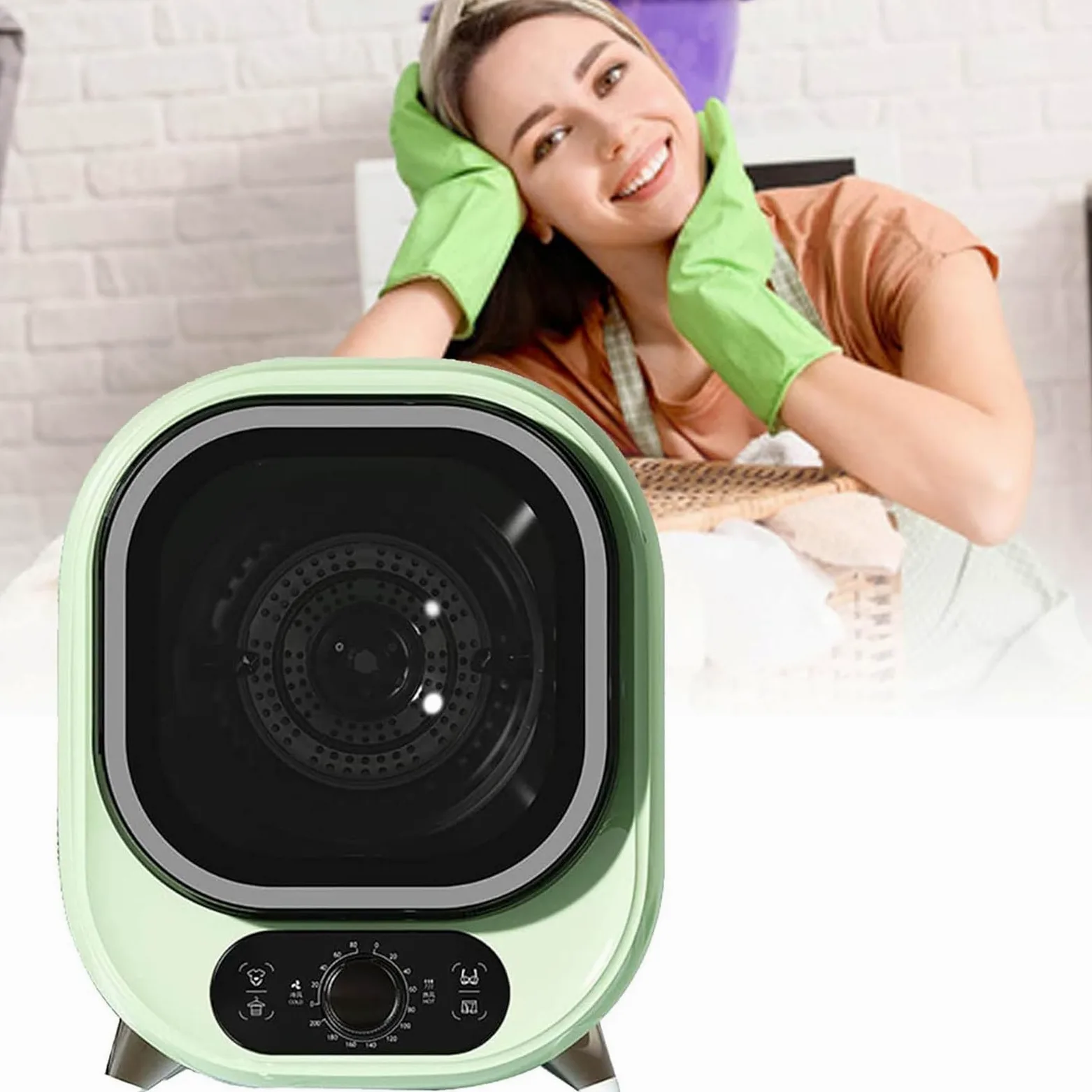 Mini Secadora con ventilación, Secadora de Mesa portátil, Secadora de Condensador Independiente, Secadora de Tela eléctrica portátil, Capacidad de Carga de 0,8 kg,Green