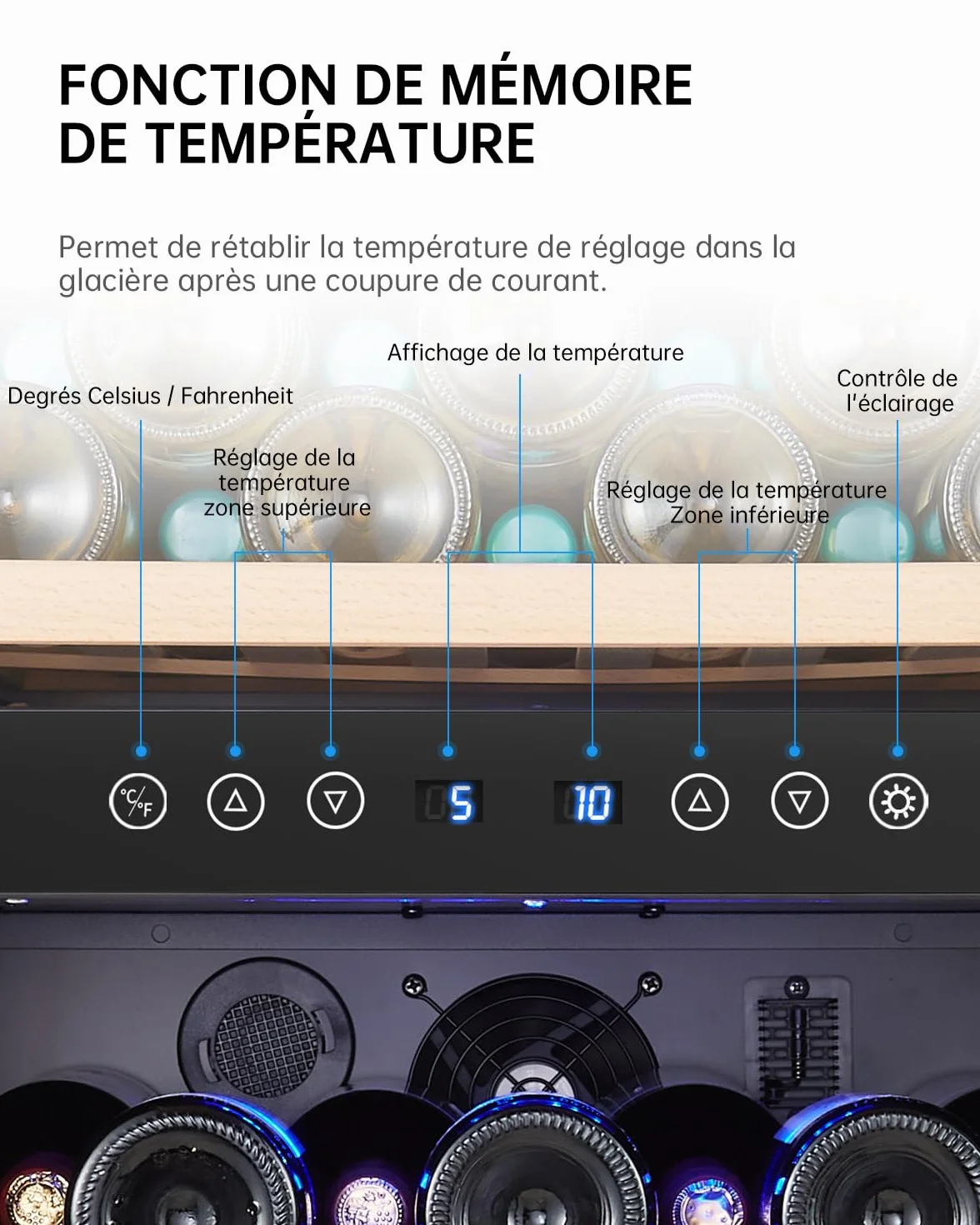 Kalamera KRC-45BSS Vinoteca, dos Zonas Vino temperier Armario, 5 – 10 °C/10 – 18 °C, 45 Botellas,120 L, acero inoxidable Puerta de Cristal, compresor, independiente
