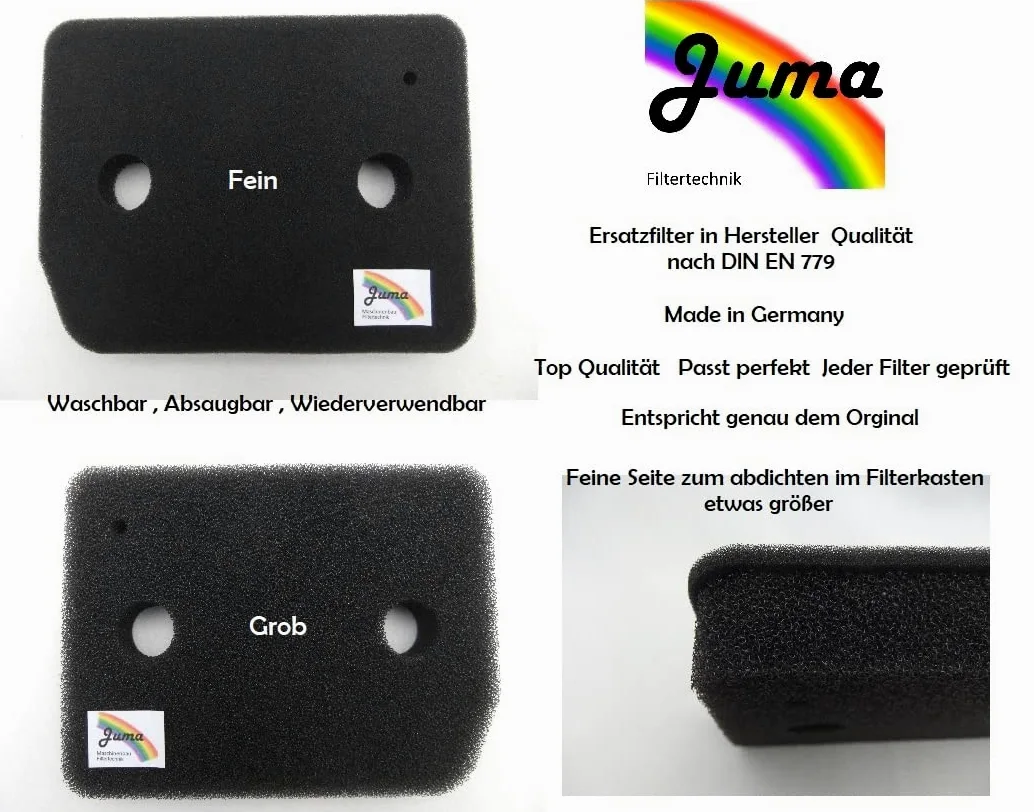Filtro Juma para Miele 9164761 fino y grueso, 207 x 157 x 30 mm, para secadora de condensador, espuma de filtro, 3 unidades