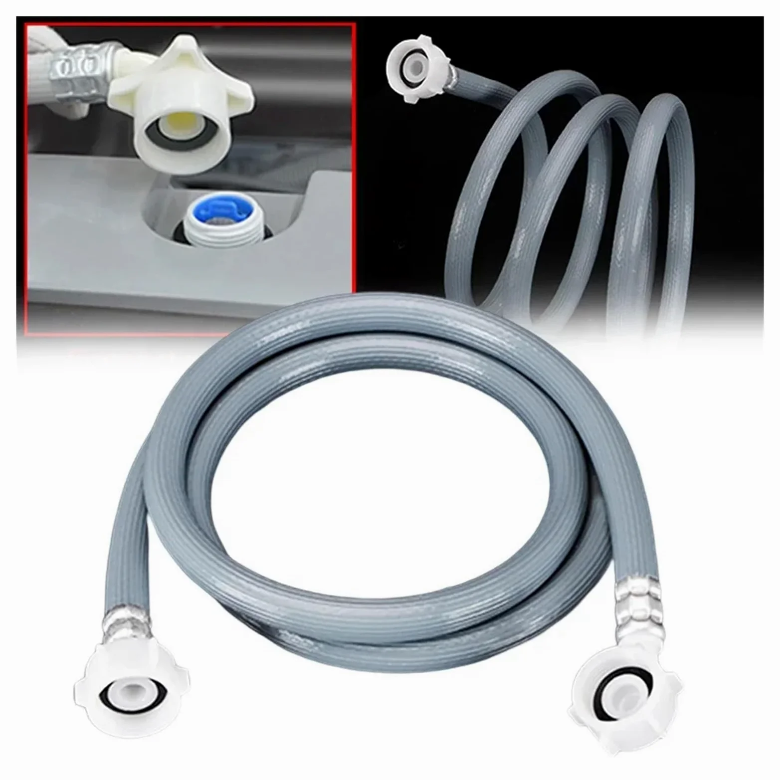Manguera de Entrada de Agua for lavadoras automáticas de 1,5 a 2,5 m, Manguera de llenado for lavadoras y lavavajillas, Tubo de PVC.(2m)