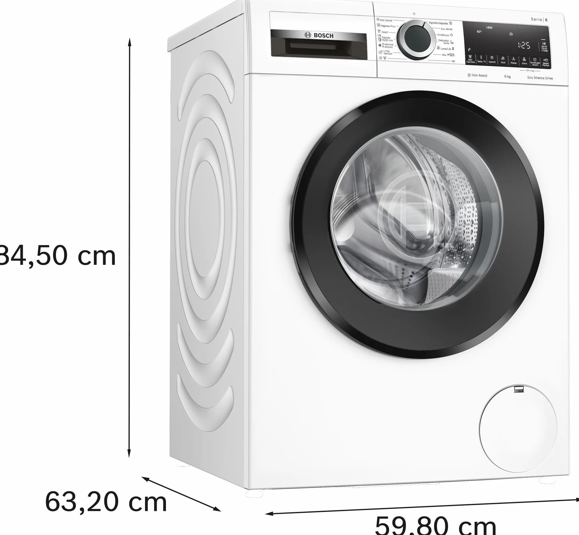 Bosch Lavadora, Libre Instalación, 9 kg, Serie 6, EcoSilence, Blanco, WGG244Z0ES