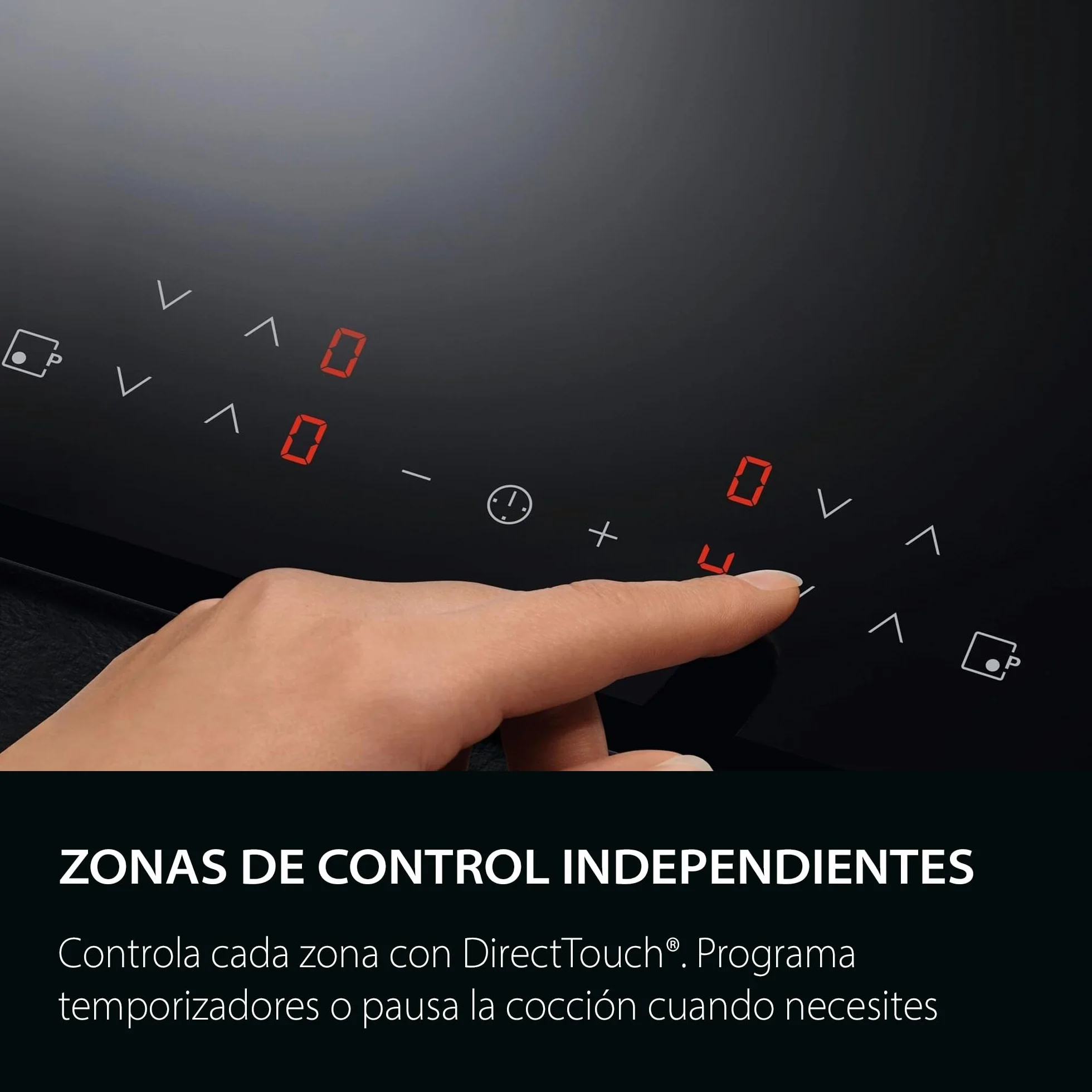 AEG TN63IP0BFB Placa de Inducción, 60 cm, 3 Zonas de Cocción, Sistema Hob2Hood, Función PowerBoost y Pausa, Controles Deslizantes Independientes, Temporizador Individual, Doble Biselado, Negro
