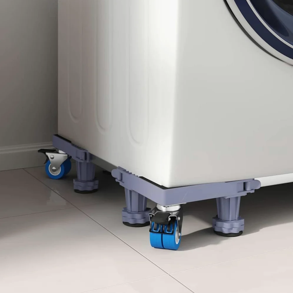 Base para lavadora gris, 67 x 67 x 12 cm, acero inoxidable con ruedas extensibles, 350 kg de carga, accesorio de lavadora para accesorios de secadora en interiores