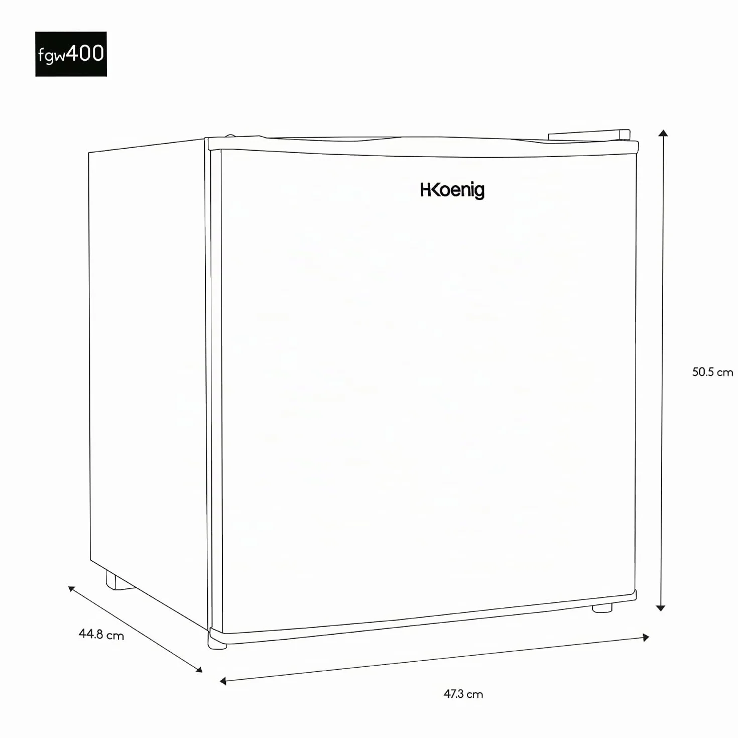 Mini Congelador Vertical, 75 W, Capacidad de 31 Litros, 51 cm de Altura, 2 Compartimientos, Silencioso 40 dB, Blanco. H.Koenig_FGW400