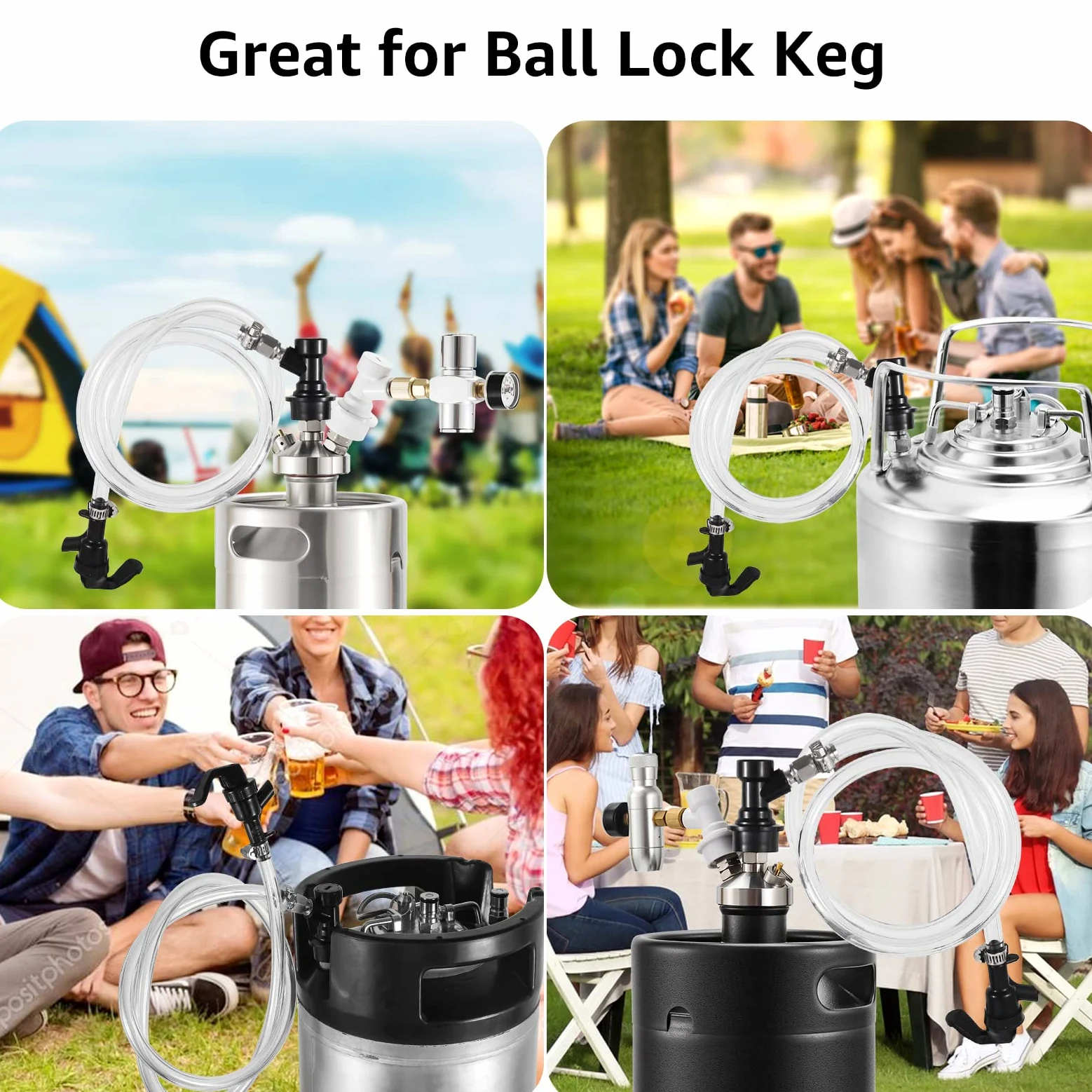 Llave de bola de 5 pies, llave de picnic, bloqueo de bola, línea de cerveza, línea de cerveza, desconexión de bloqueo de bola líquida, para dispensar cerveza sin fugas (paquete de 2)