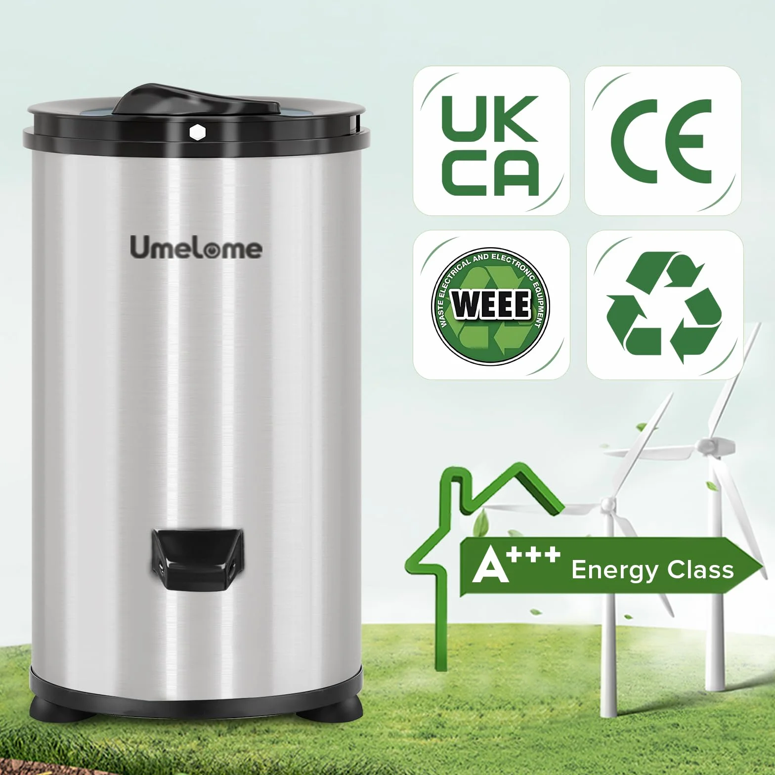 Centrifugadoras de ropa Umelome capacidad 6 kg Secadora rotativa 2800 tr/min Secadora Spin energética y de ahorro de energía Clase de eficiencia energética A+++, Plateado