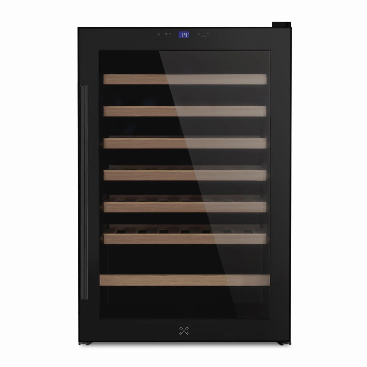 LES PETITS CHAMPS Vinoteca 48 Botellas CAVCB48 Black Edition, 128L, 6 Estantes de Madera, Ajustable de 4 a 18°C, Enfriamiento Termodinámico, Diseño Elegante, LED, Anti-UV