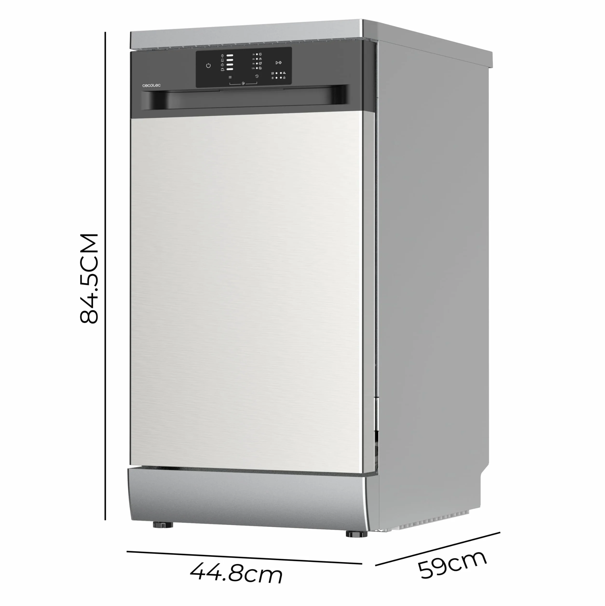 Cecotec Lavavajillas 45 cm Libre Instalación Bolero Aguazero 4350 Inox. 9 Cubiertos, 4 Programas, Motor Inverter Plus Duo, Panel Touch, Autoclean, Delay Start, Cesta para Cubiertos, Inox