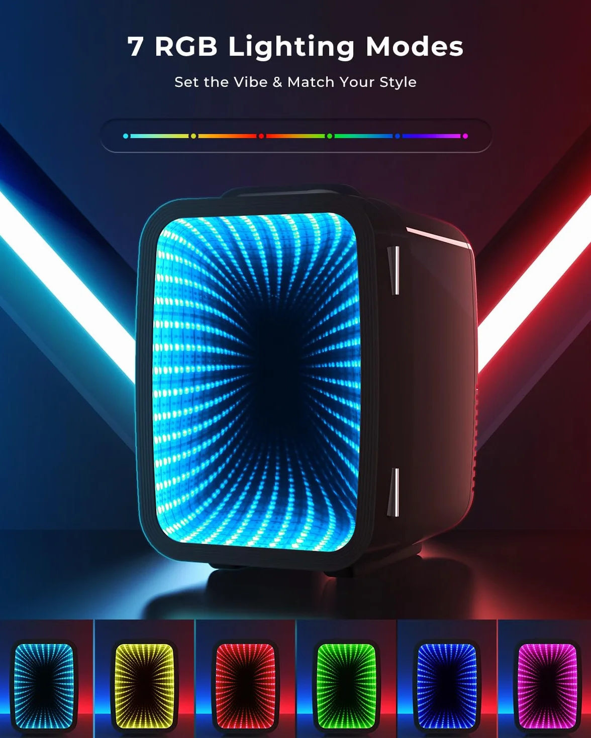 BEICHEN Mini Nevera, 4 L/6 latas, Silenciosa, 7 Modos de Luz RGB, 2 en 1 de Refrigeración y Conservación de Calor para Bebidas y Cuidado de La Piel, Mini Nevera para Gaming, Oficina, Coche (Negro)