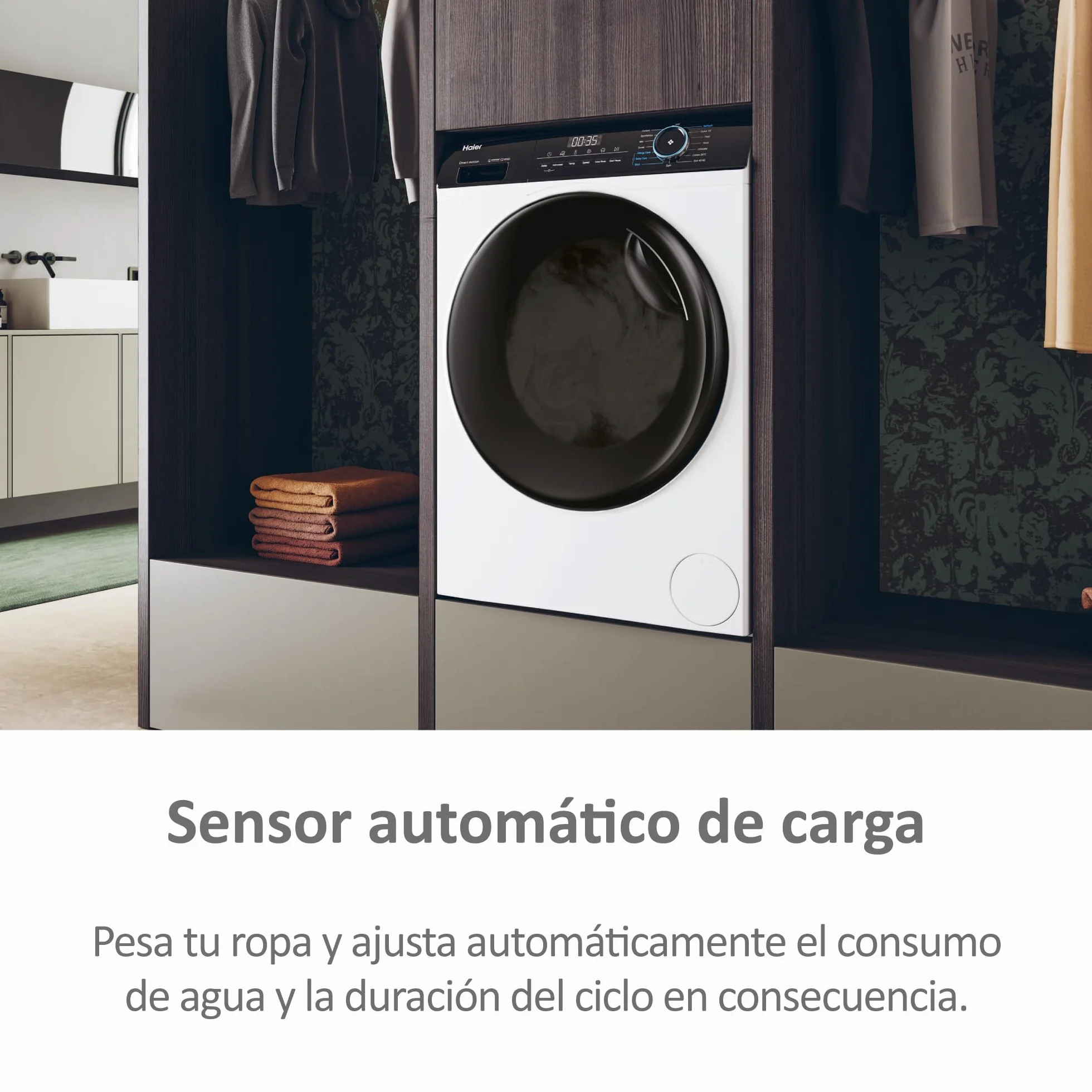 Haier I-Pro Series 3 HWD90-B14939-IB - Lavadora Secadora, Capacidad 9 kg + 6 kg, Motor Direct Motion, ABT, Refresh, Fin Diferido, Detector Kg, Libre Instalación, 60CM Ancho, 1400 RPM, Blanco